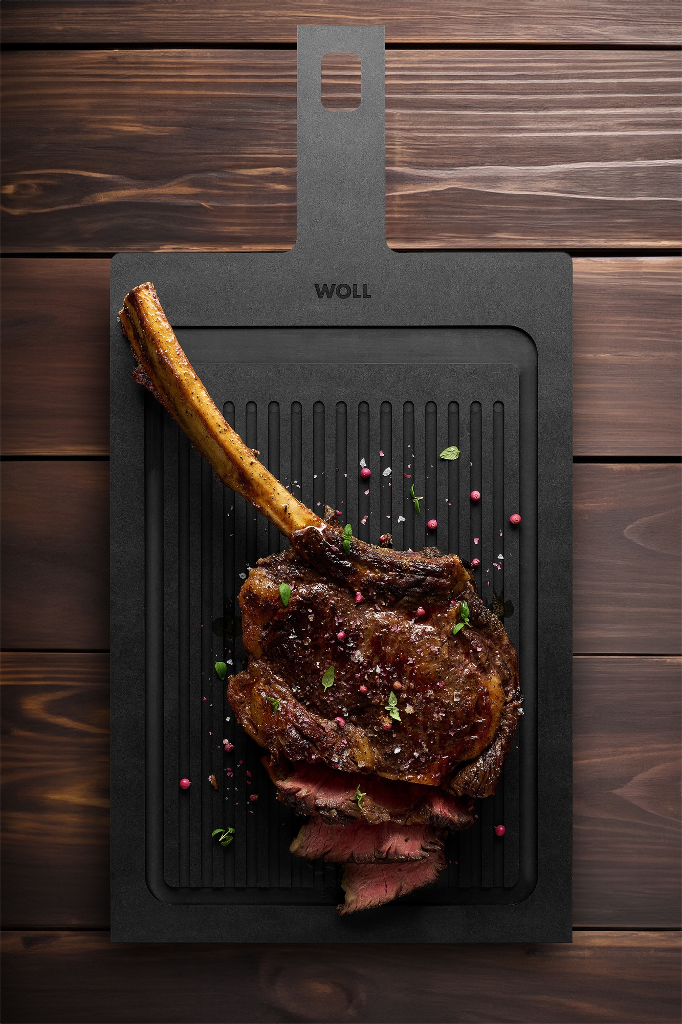 WOLL Servierbrett »Woll Cut & Serve Servierbrett mit Rillen, 49 x 24 cm«, (1 St.), aus FSC®-zertifiziertem Papierverbundstoff