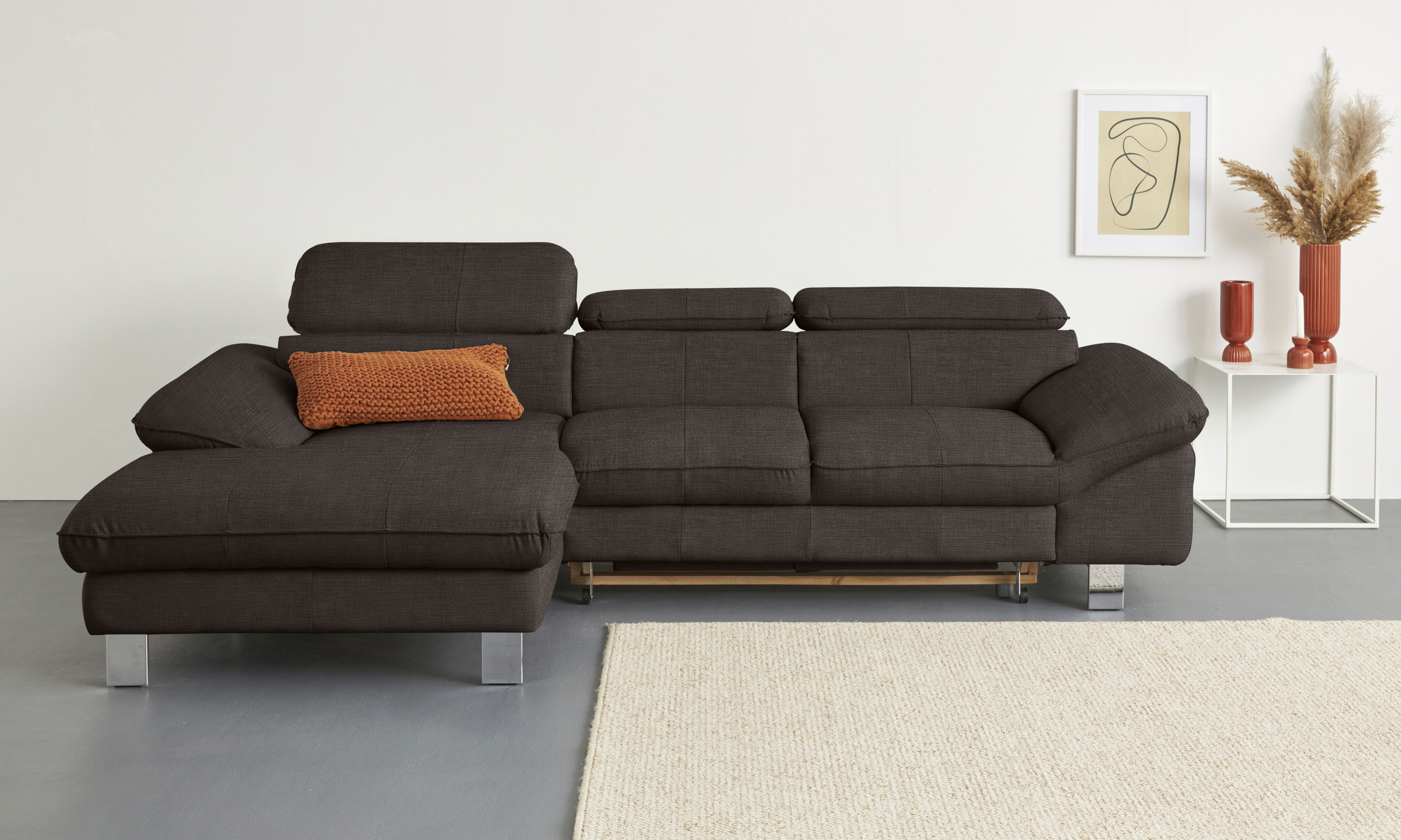 COTTA Ecksofa "Driver L-Form, B:268 cm, moderne Couch mit Wellenunterfederung" Kopfteilverstellung, optional Schlaffunktion & Bettkasten