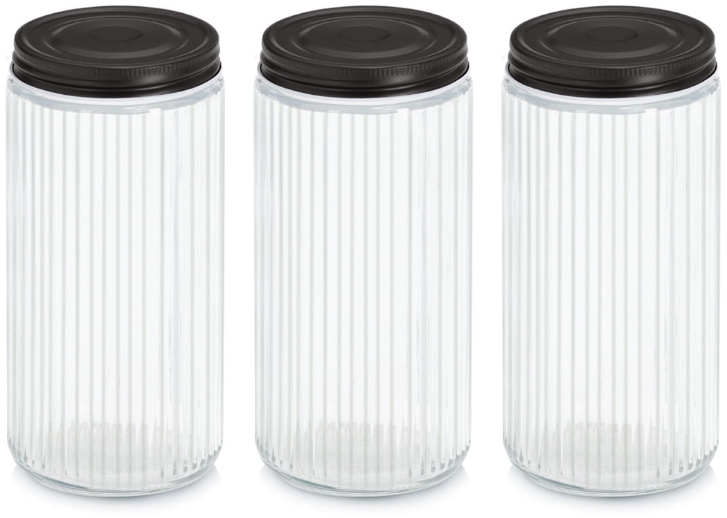 Zeller Present Vorratsglas "mit Metalldeckel, 3-tlg." luftdicht, schützt vor Feuchtigkeit, 950 ml
