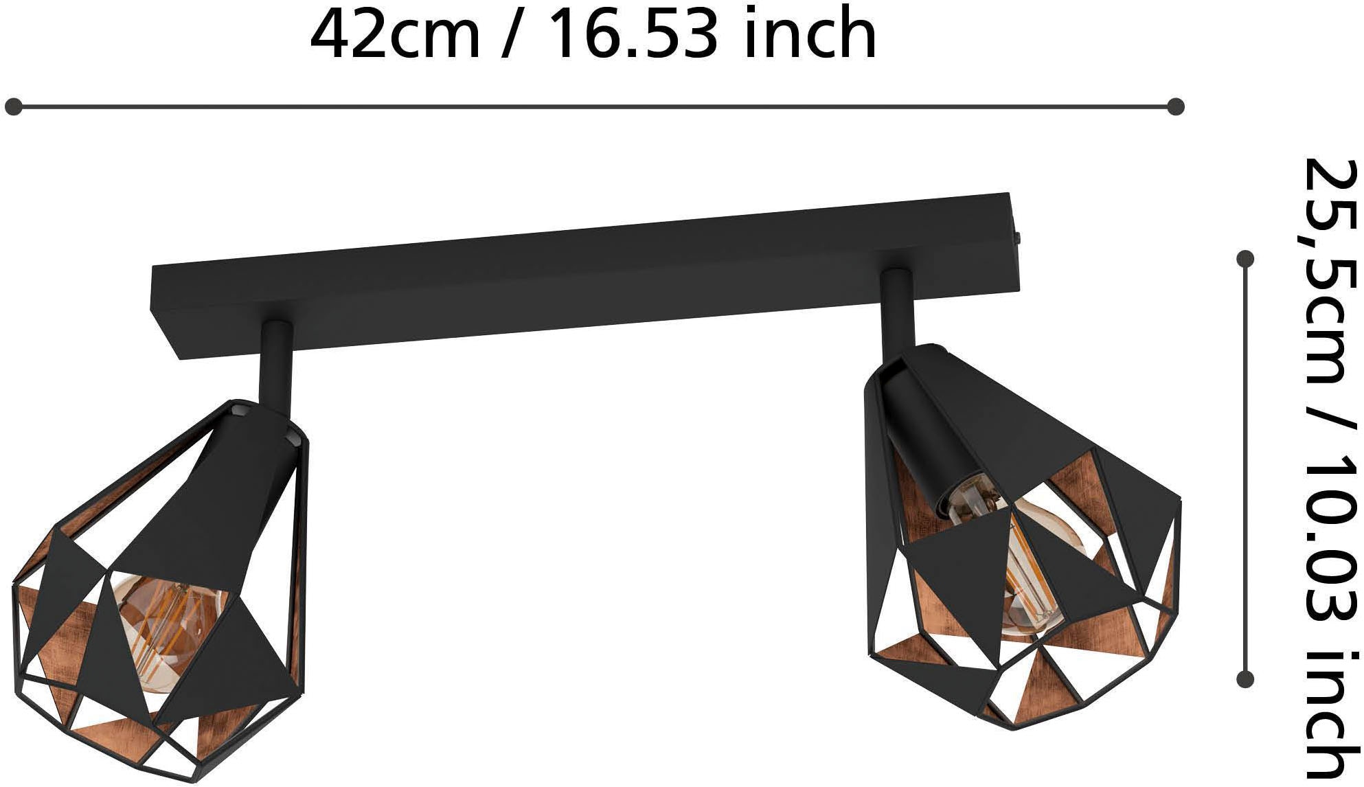 EGLO Deckenleuchte »Carlton 7 Deckenlampe, stahl, Vintage, Industrial Retro, E27, Lampe« E27 1 Stk. CARLTON 7 - Schwarz, Kupfer - L42 x B16 x H25,5 cm - IP20