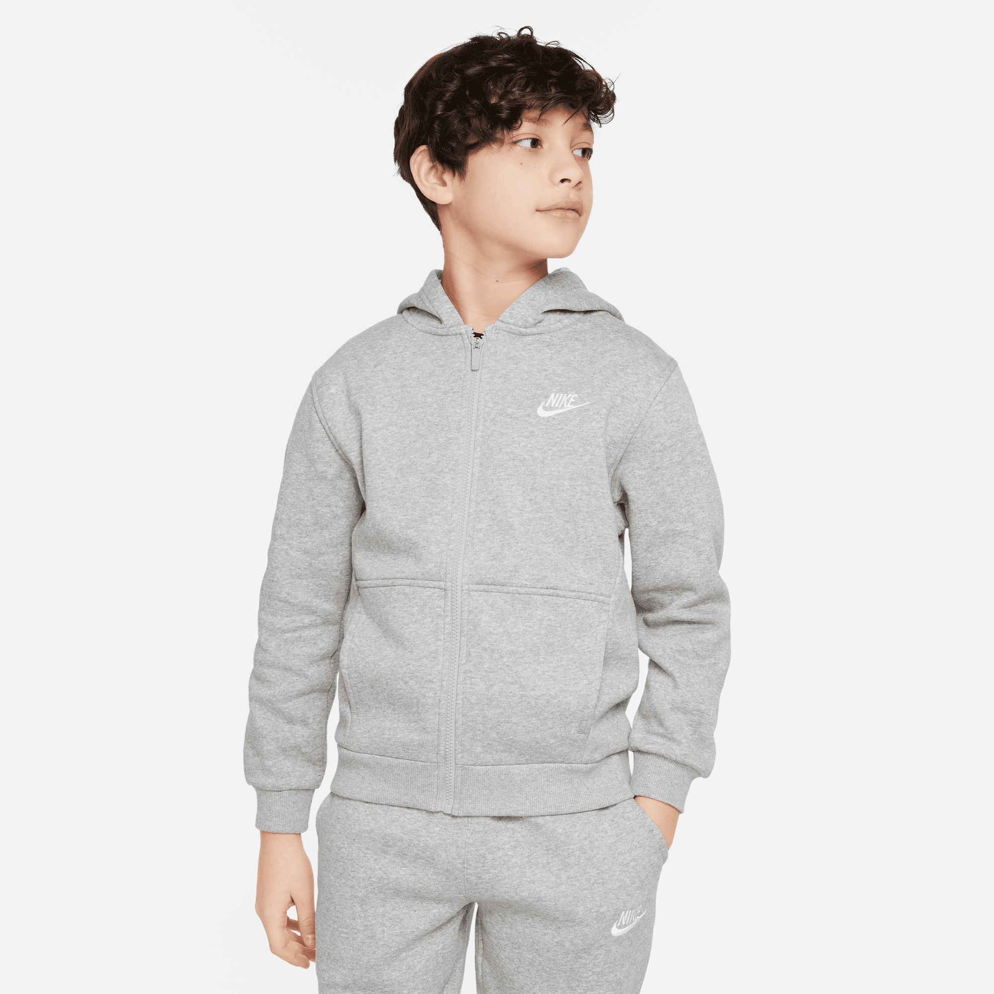 Nike Sportswear Kapuzensweatjacke "Nike Sportswear Club Fleece Big Kids Full-Zip Hoodie" Mit Kapuze, Aus Sweatware-Material, Mit Reißverschluss