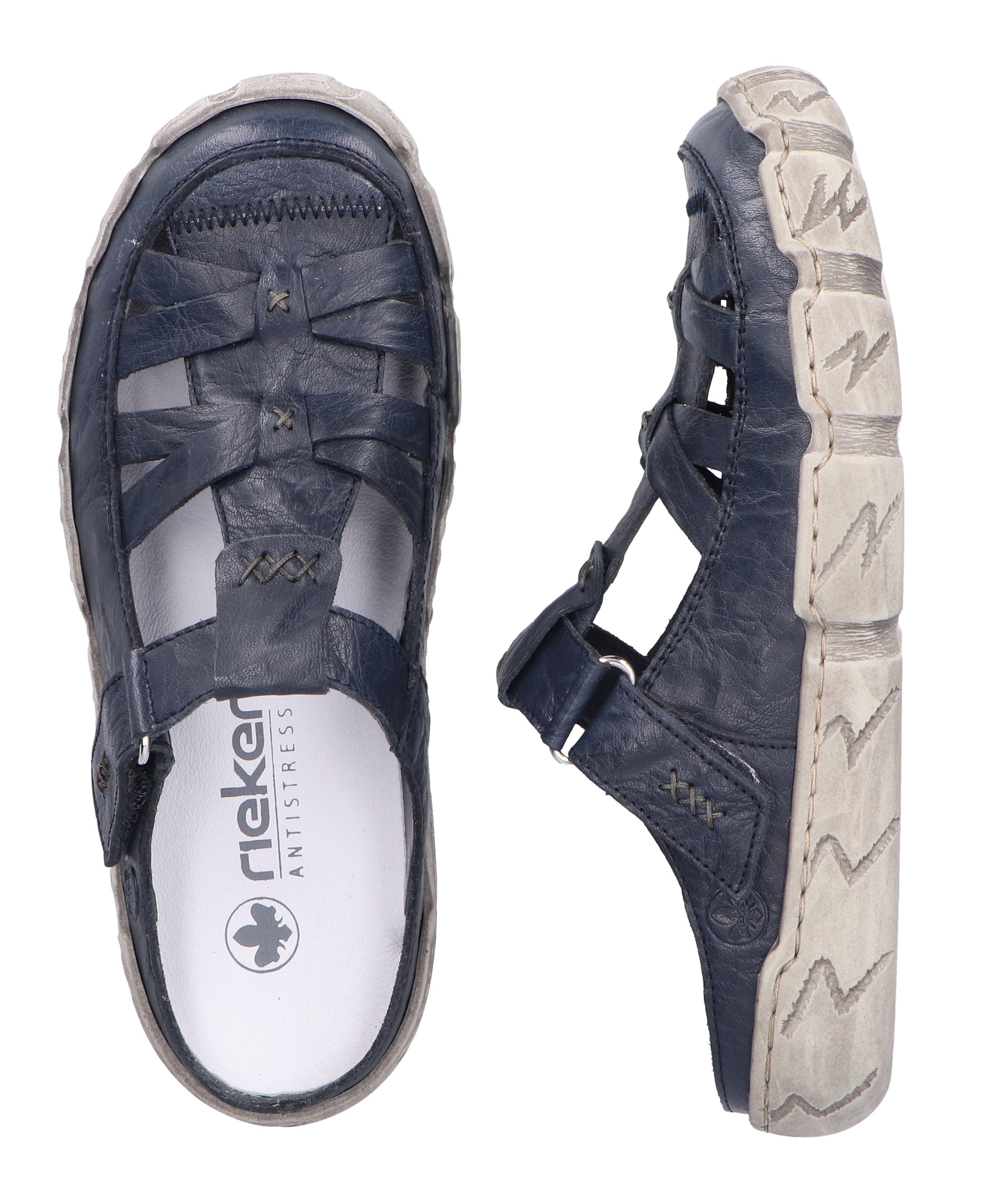 Rieker Clog  Sabot, Sommerschuh, Schlappen, Hausschuh mit Ziernähten