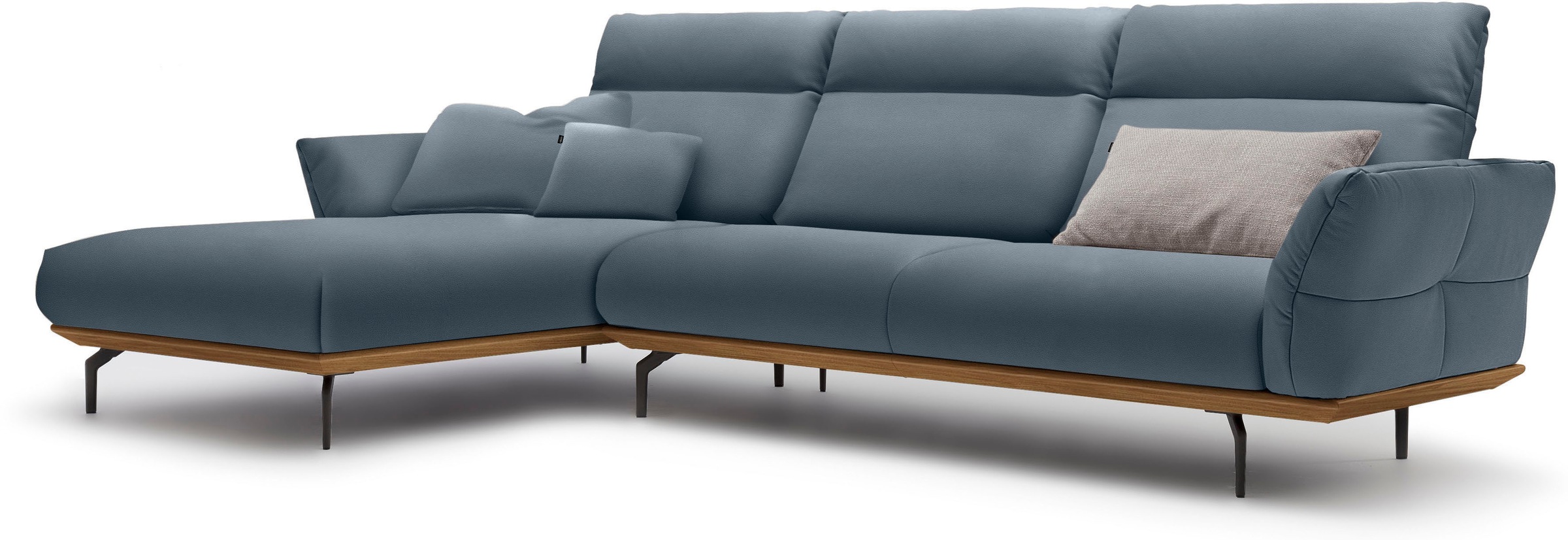 Creation BY ROLF BENZ Ecksofa »CR.460«, Sockel in Nussbaum, Winkelfüße in Umbragrau, Breite 318 cm
