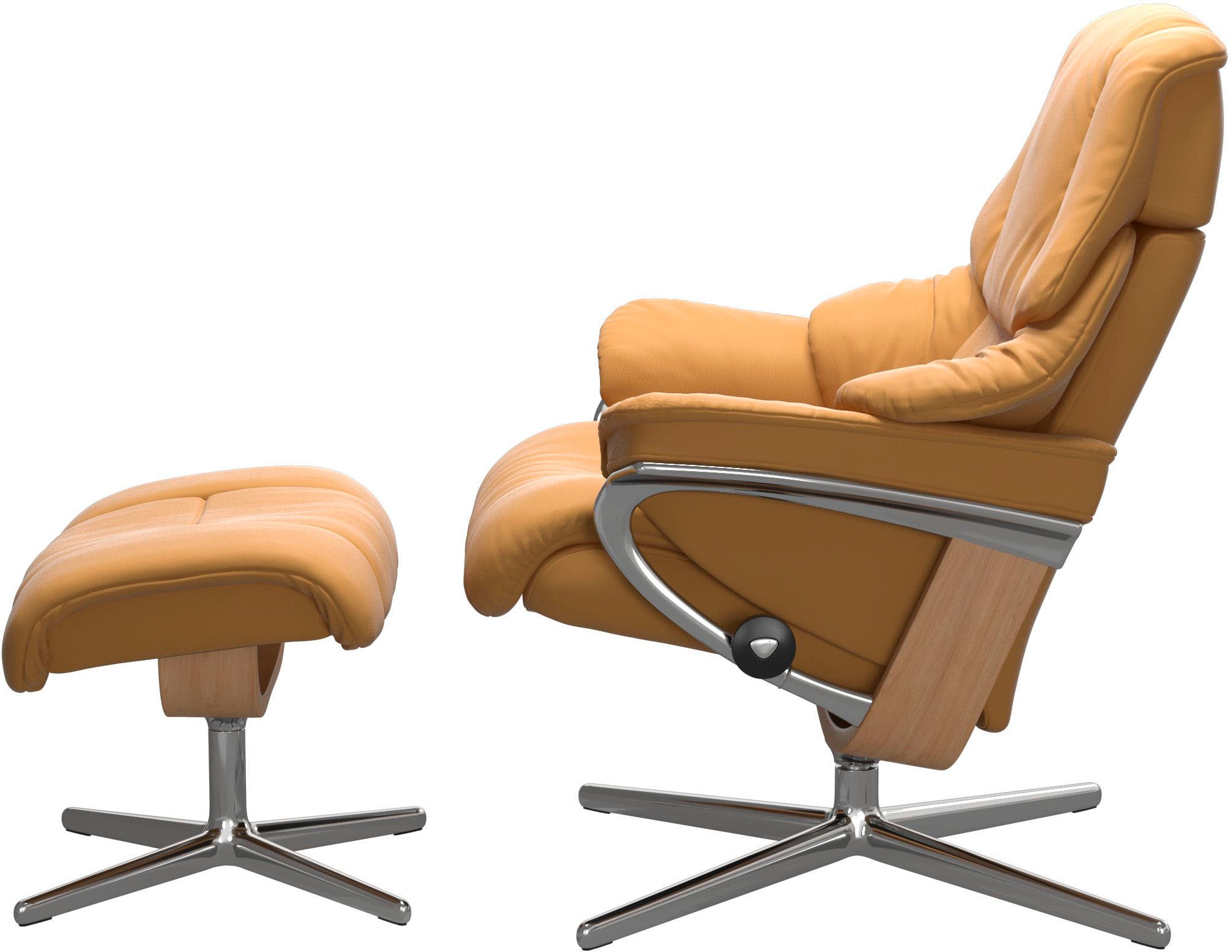 Stressless® Relaxsessel »Reno«, (Set, Relaxsessel mit Hocker), mit Hocker, mit Cross Base, Größe S, M & L, Holzakzent Eiche