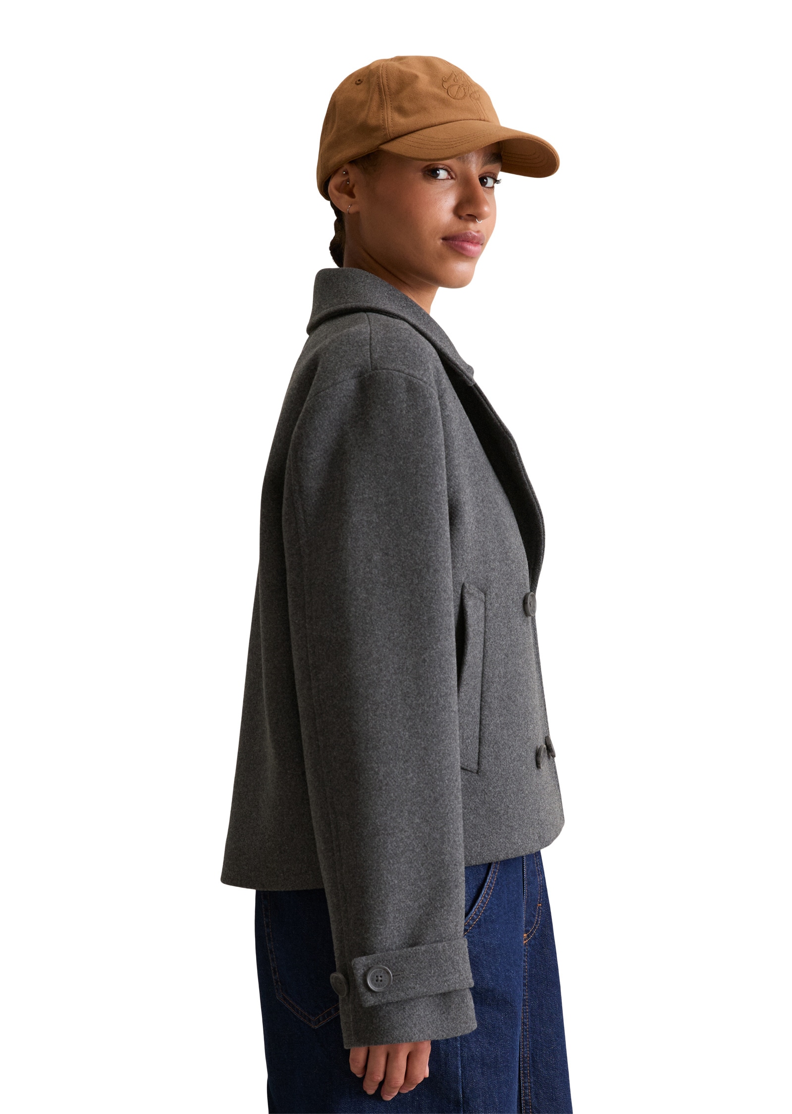Marc O'Polo DENIM Outdoorjacke »mit recycelter Wolle«, ohne Kapuze