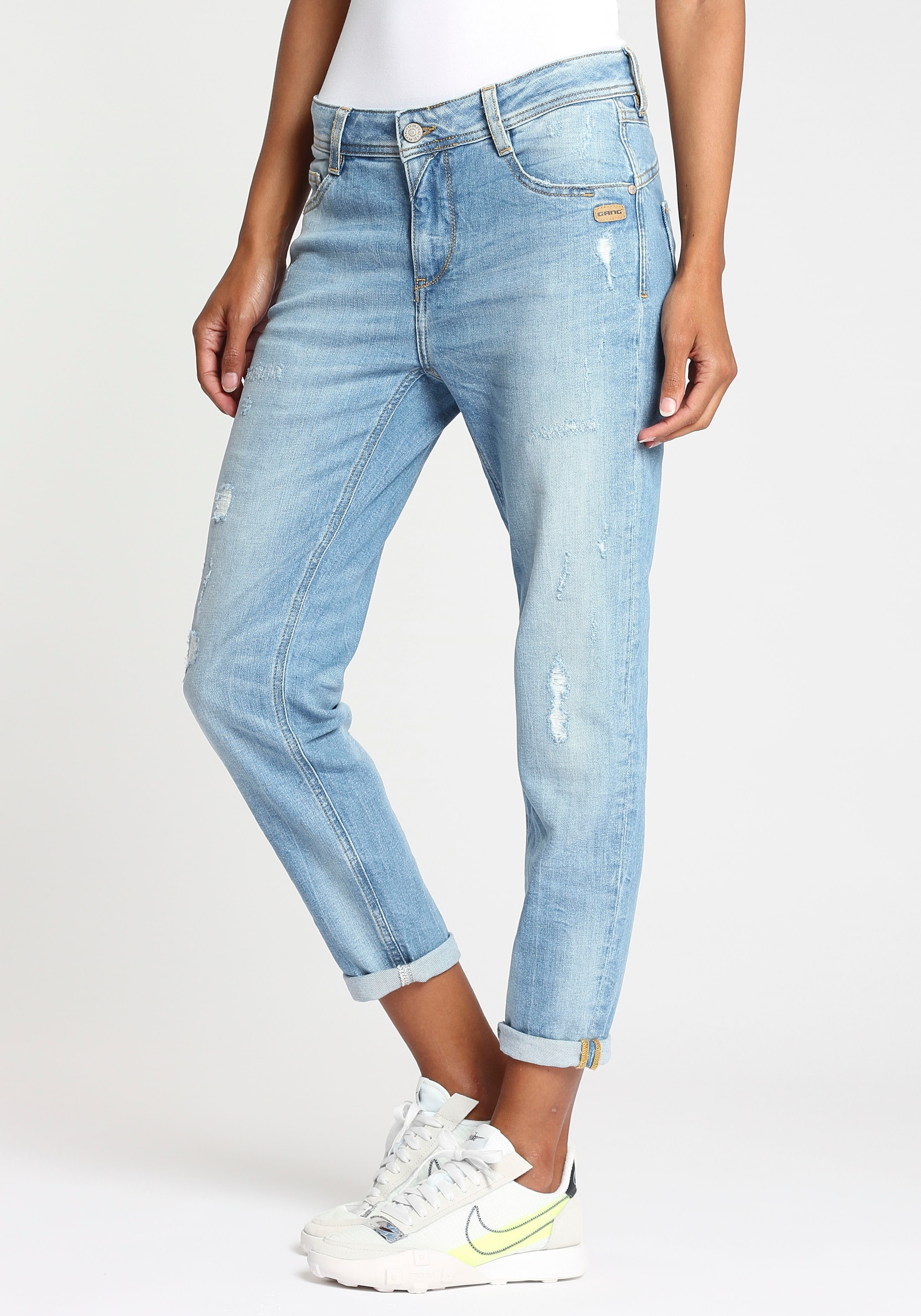GANG Relax-fit-Jeans »94AMELIE CROPPED«, mit verkürzter Beinlänge und ausgefranster  Kante am Saumabschluss für bestellen | BAUR