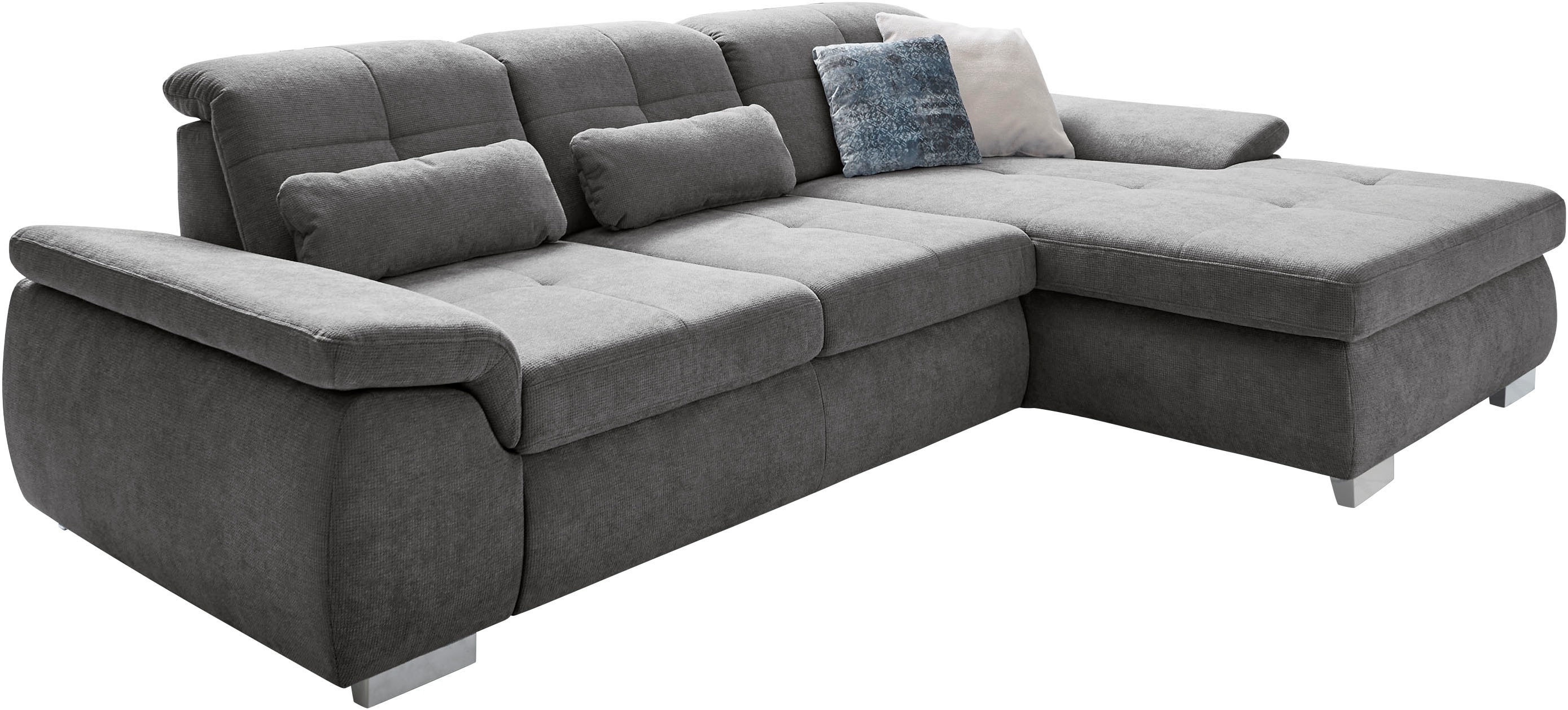 Die PlanBar Ecksofa "MP-IN16037 L-Form, Breite 289 cm, mit Kaltschaum-Polsterung" mit Sitztiefenverstellung & Zierkissen