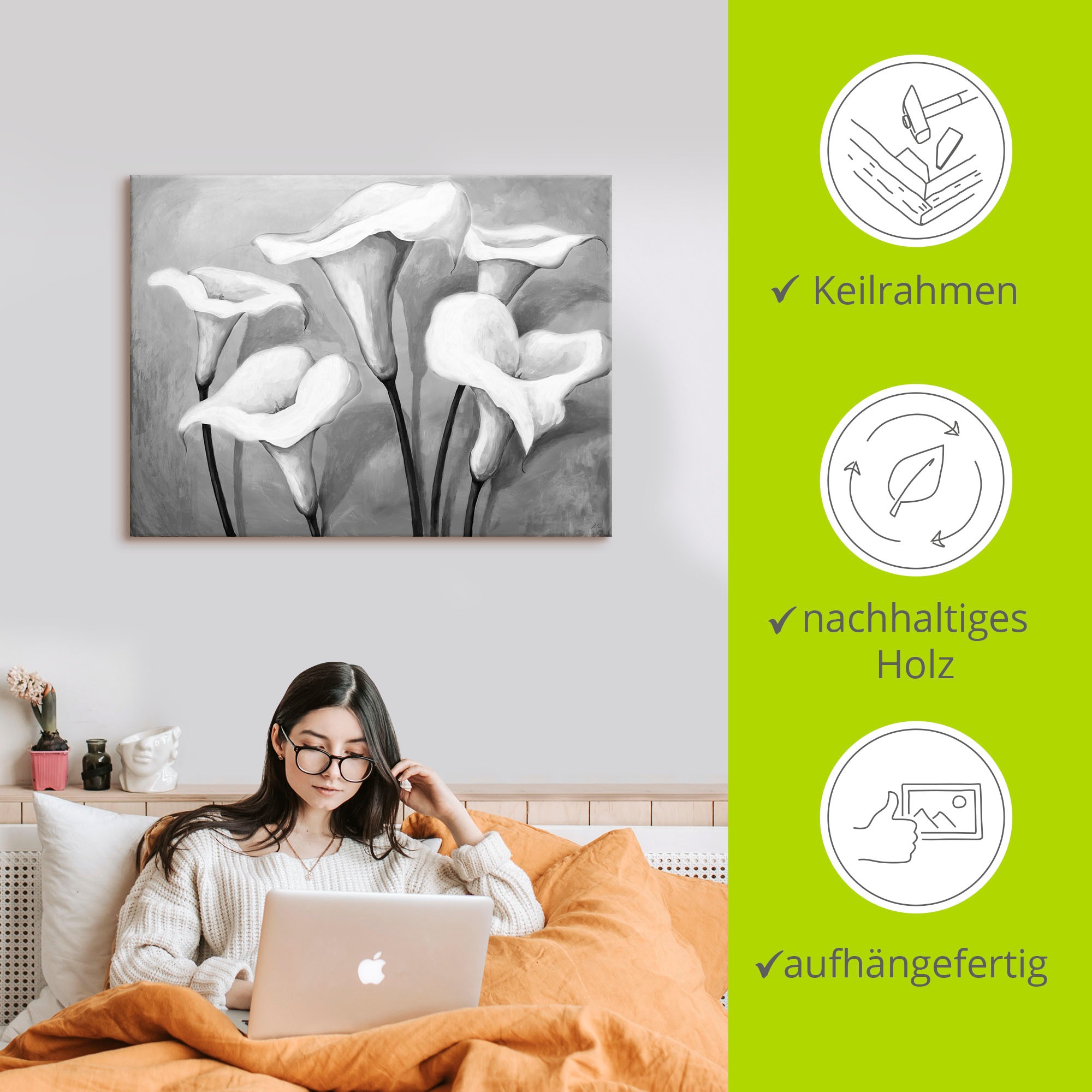 Artland Wandbild »Callas II«, Blumen, (1 St.), als Leinwandbild, Poster in verschied. Größen