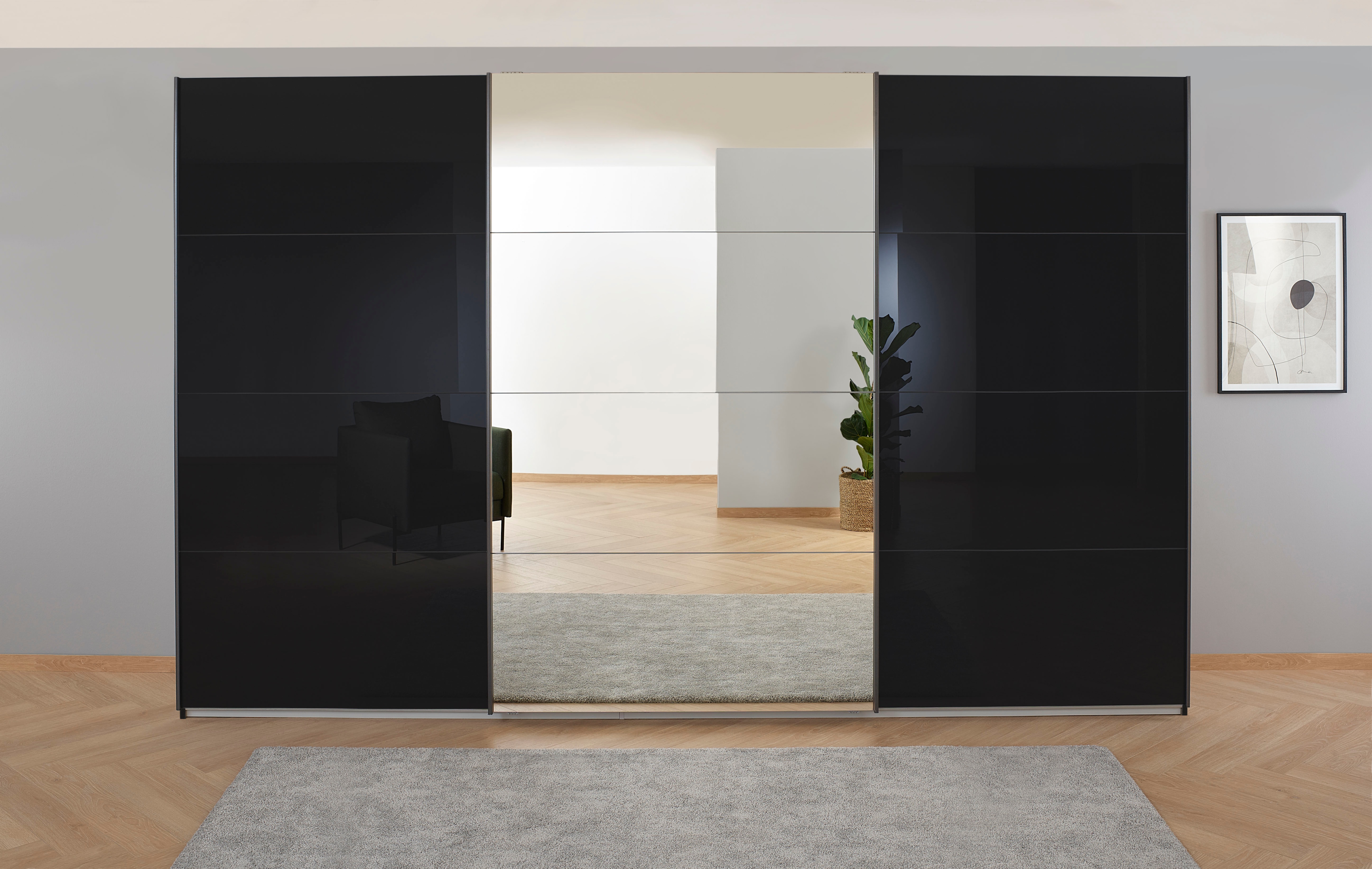 OTTO home Kleiderschrank "Mehrzweckschrank Aktenschrank Möbel Mietswohnung Schlafzimmer KOLUNA" 3 Ausstattungen BASIC/CLASSIC/PREMIUM (inkl. SOFT-CLOSE-FUNKTION), Breiten 203/271/315/360 cm Höhen 210/229 Glas-Front MADE IN GERMANY