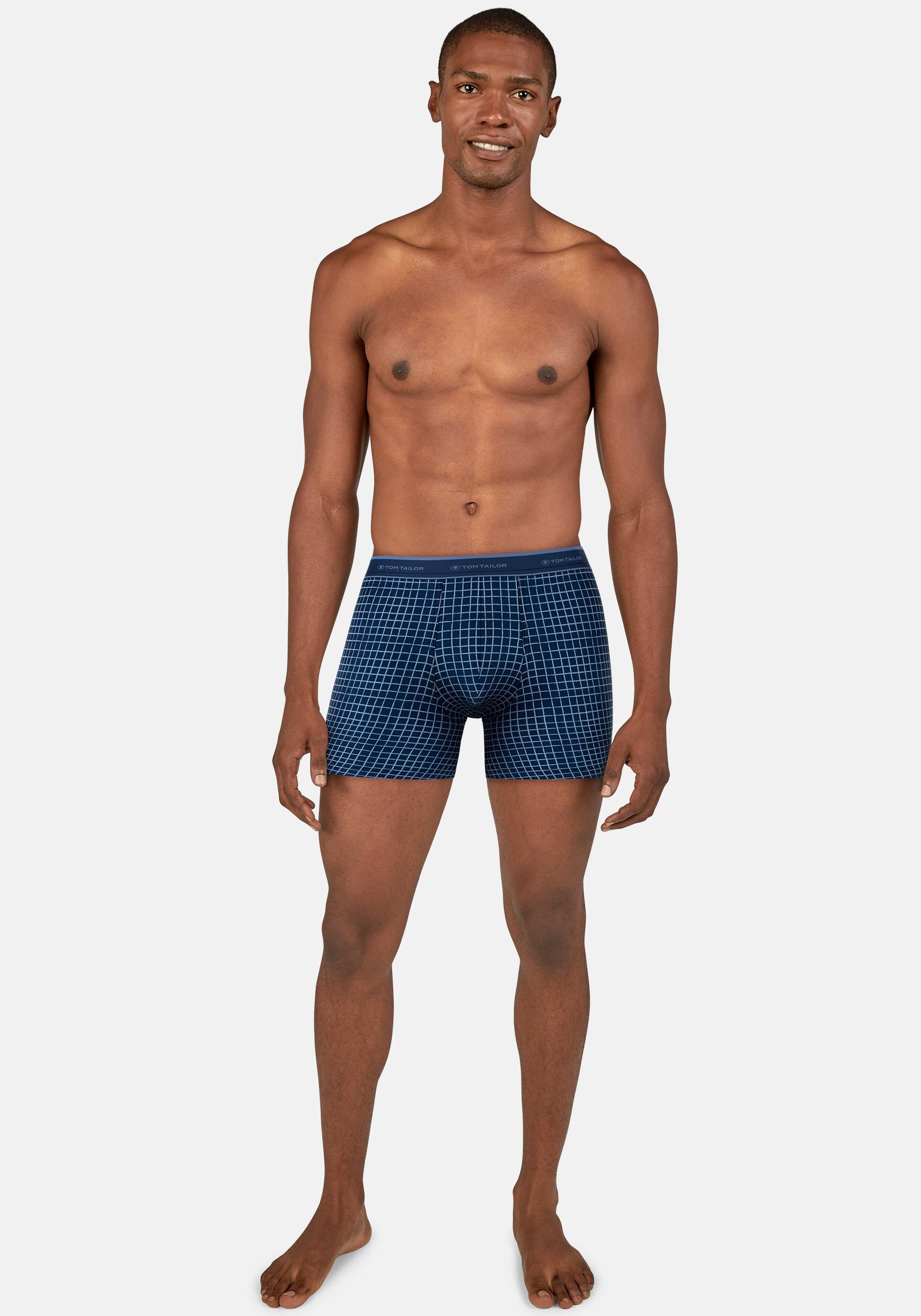 TOM TAILOR Langer Boxer, (2er-Pack), bequem, eng, elastisch, Logobund, Baumwollmix, mit Muster