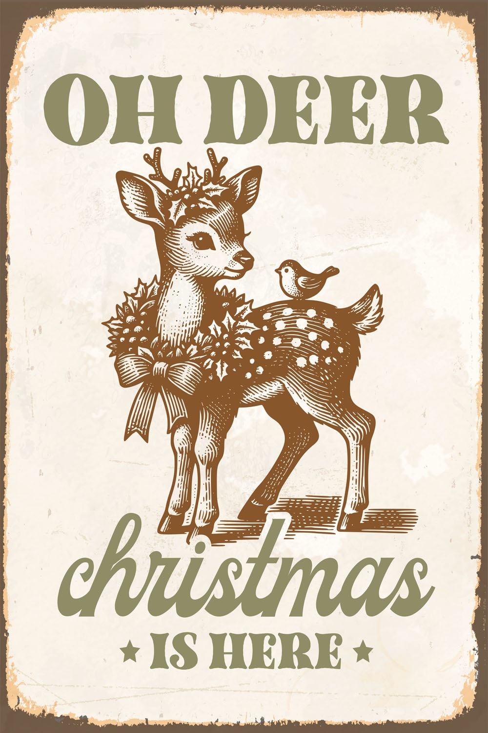 queence Alu-Dibond-Druck »Rehkitz«, (1 St.), Deer, Christmas, Schild