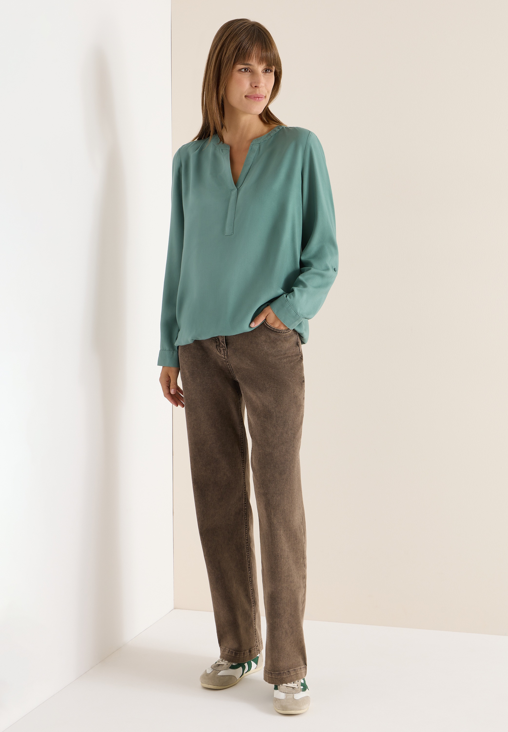 Thumbnail - Cecil Langarmbluse in Unifarbe