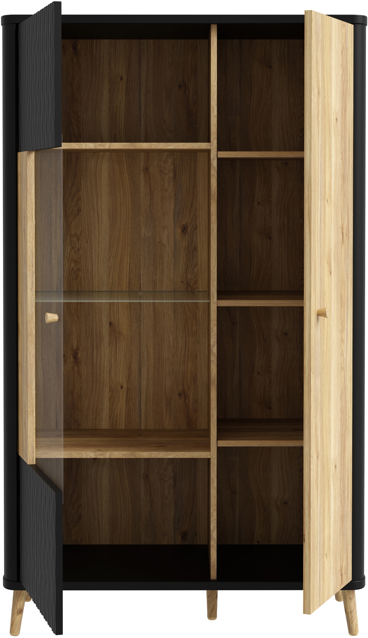 FORTE Highboard »Fixsmile«, moderes Highboard, Glastüre, Softclose, Strukturfront