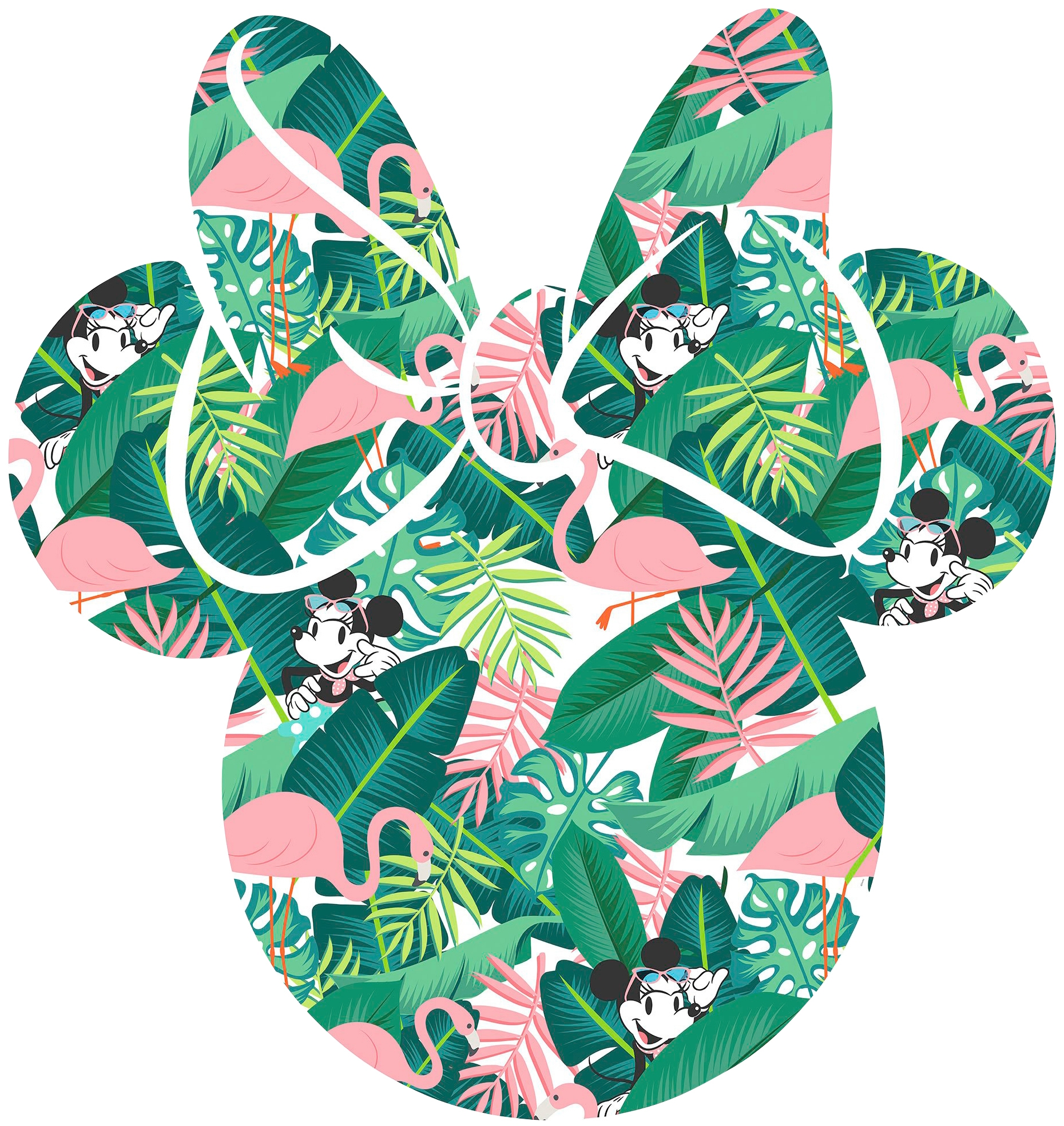 Komar Vliestapete "Vlies selbstklebend - Minnie Head Tropical - Größe 125 x 125 cm", bedruckt, Kinderzimmer