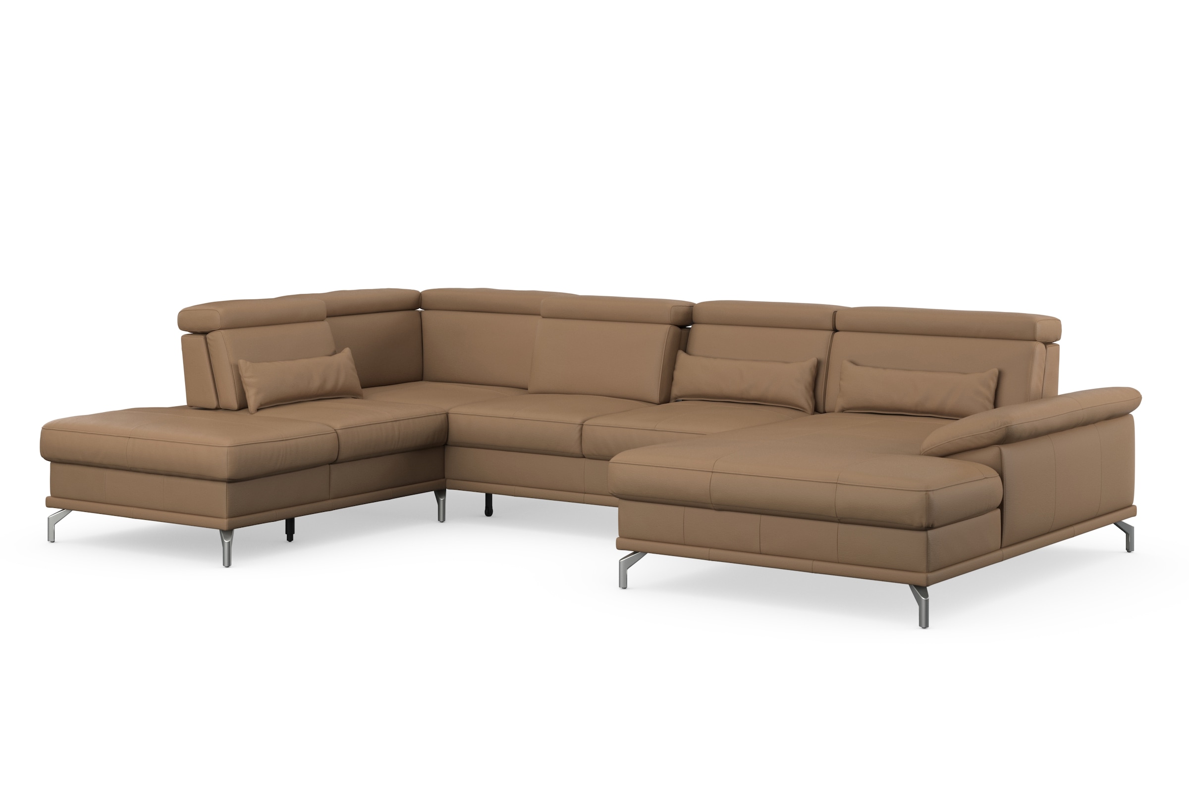 sit&more Wohnlandschaft »Cabrio U-Form, mit Sitztiefenverstellung, Arm- und Kopfteilverstellung«, 3 Nierenkissen, Federkern, optional Bettfunktion und Stauraum