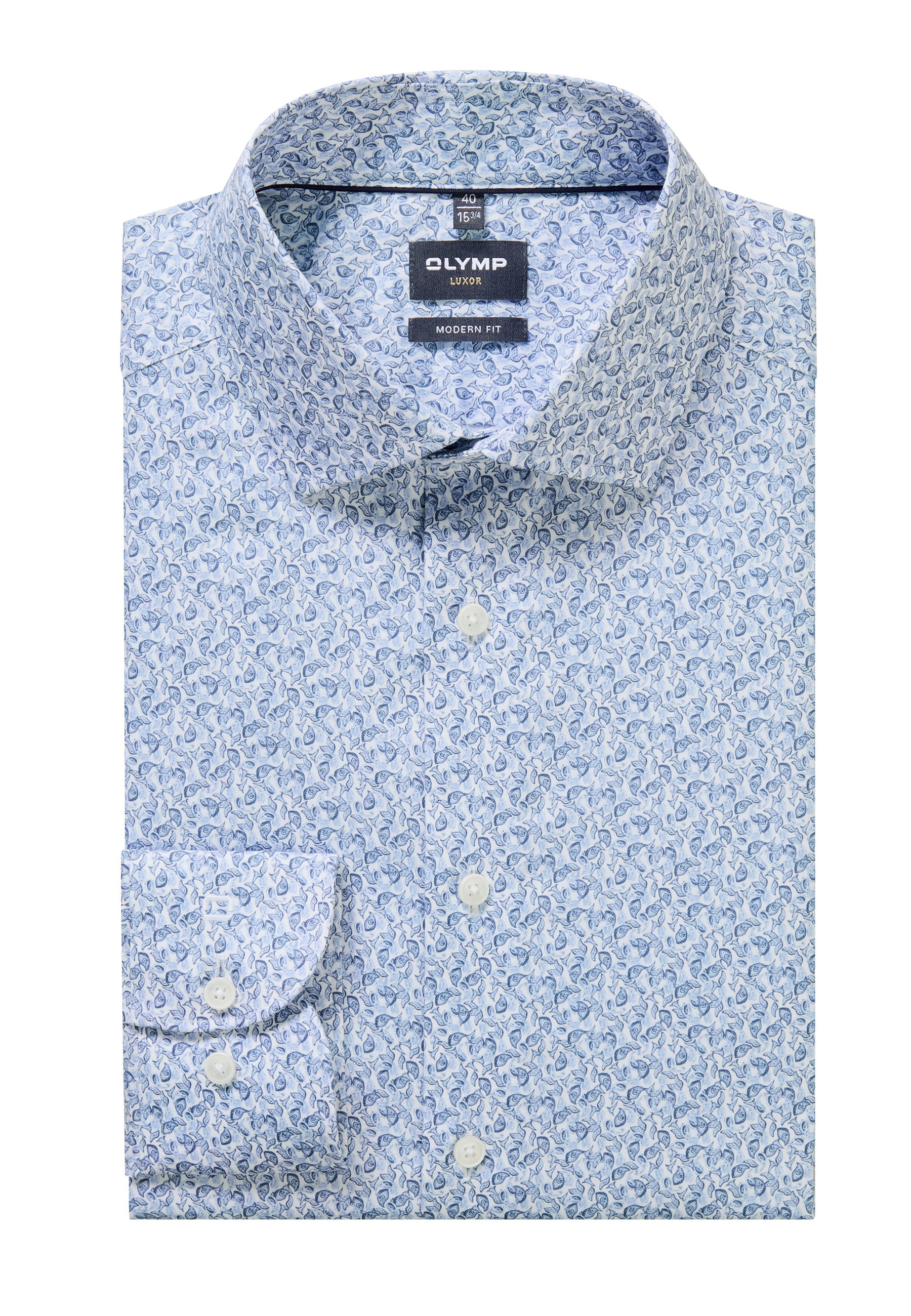 Businesshemd OLYMP "OLYMP Luxor, modern fit, Global Kent mit extra langem Arm", Herren, Gr. 46, Normaler Arm, bleu, 100% Baumwolle, Hemden 3
