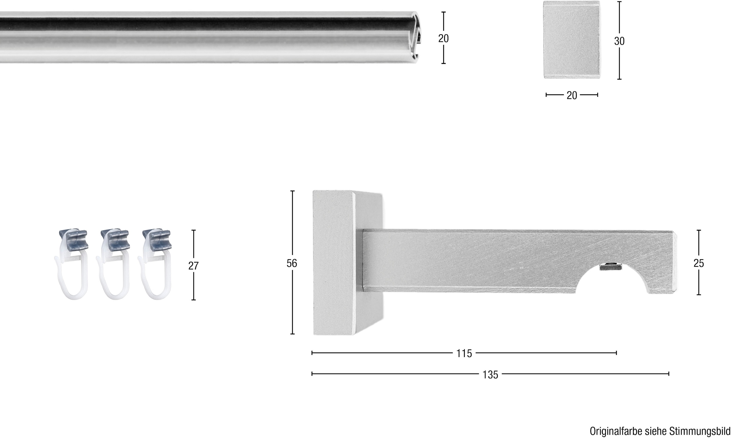 GARESA Gardinenschiene »Cubus, Quad Innenlauf«, 1 läufig-läufig, Wunschmaßlänge, Innenlauf-Vorhanggarnitur, verlängerbar, Holz-Aluminium