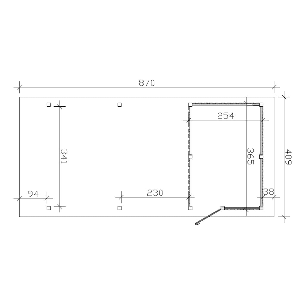 Skanholz Einzelcarport »Wendland«, Leimholz-Nordisches Fichtenholz, 341 cm, natur