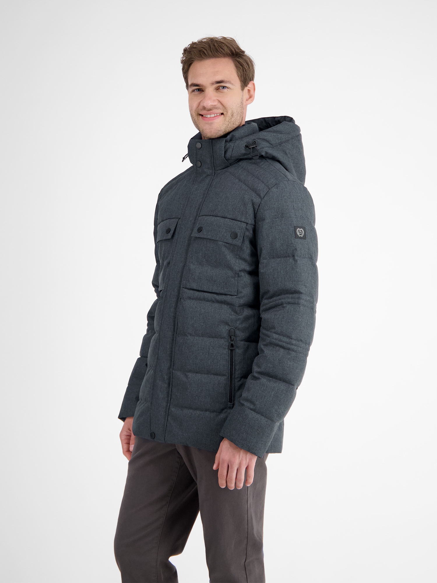 LERROS Steppjacke »LERROS Herren Fieldjacket in Woll-Optik«, mit Kapuze, Wasser- und windabweisend, atmungsaktiv