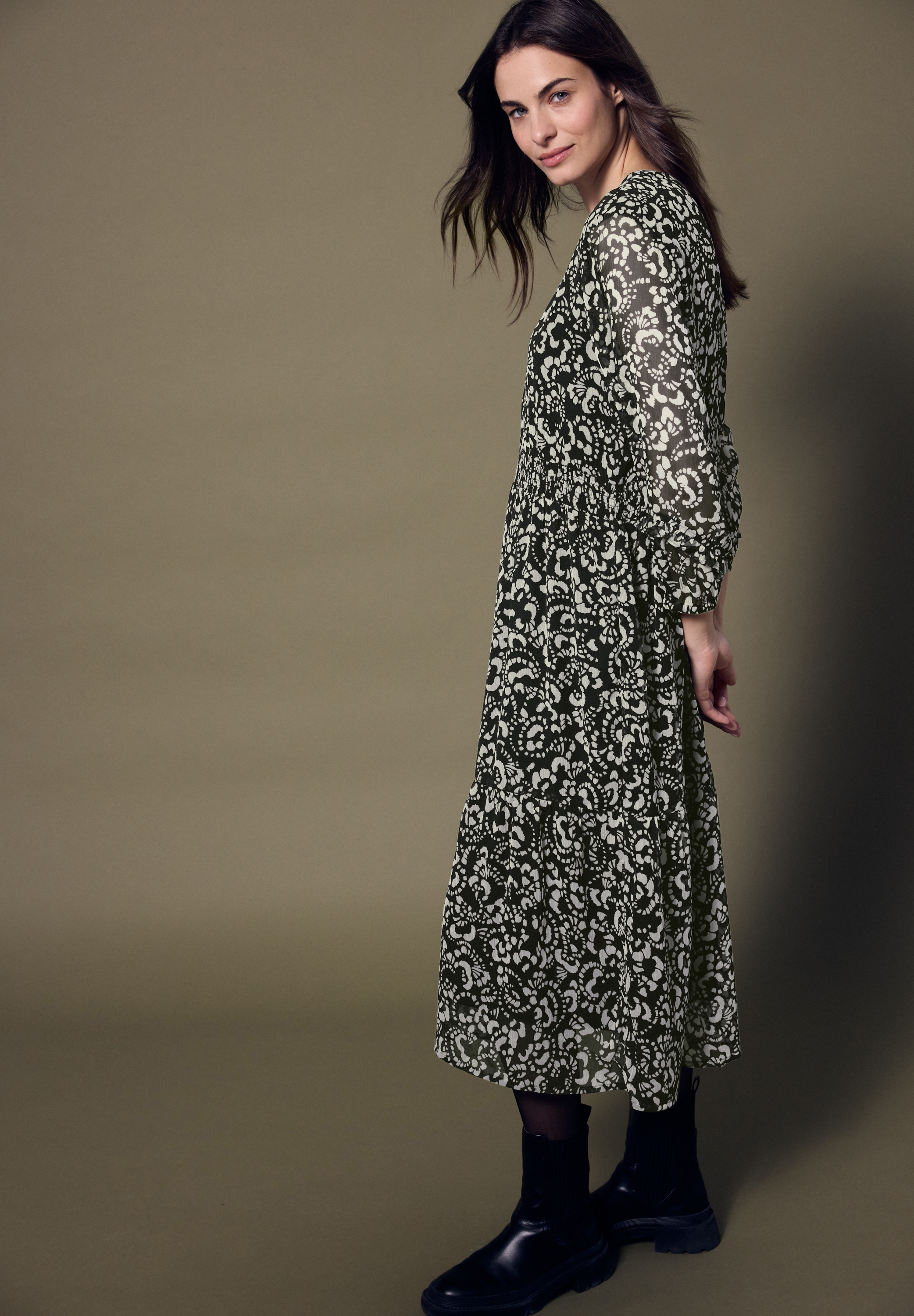 STREET ONE STUDIO Midikleid Ohne Taschen mit Volant