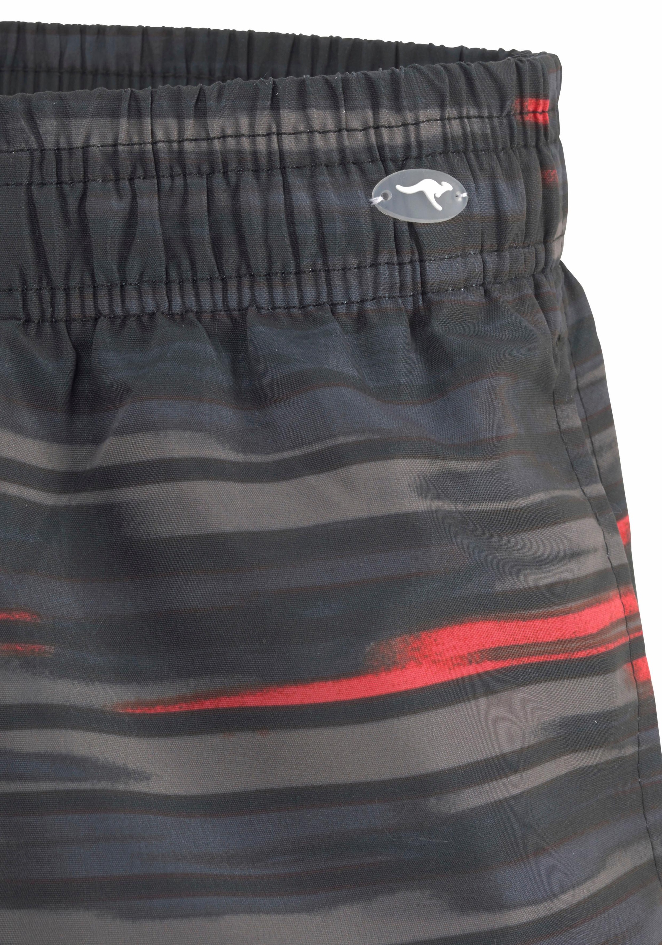 Badeshorts KANGAROOS, Herren, Gr. XL (54/56), N-Gr, schwarz (schwarz, grau), Polyester, gestreift, Badehosen Badeshorts, im modischen Design 3