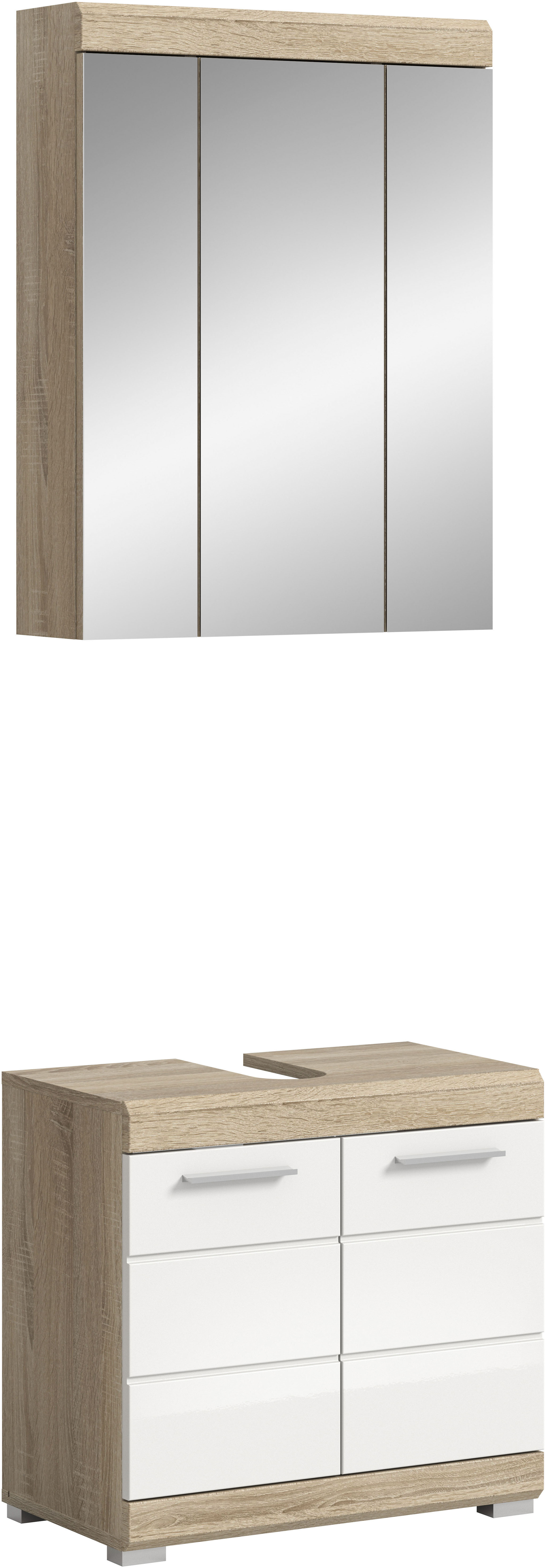 welltime Badmöbel-Set "SIENA, 2 tlg., bestehend aus: Waschbeckenunterschrank, Spiegelschrank" Set, TOPSELLER, 2 Stk. tlg.