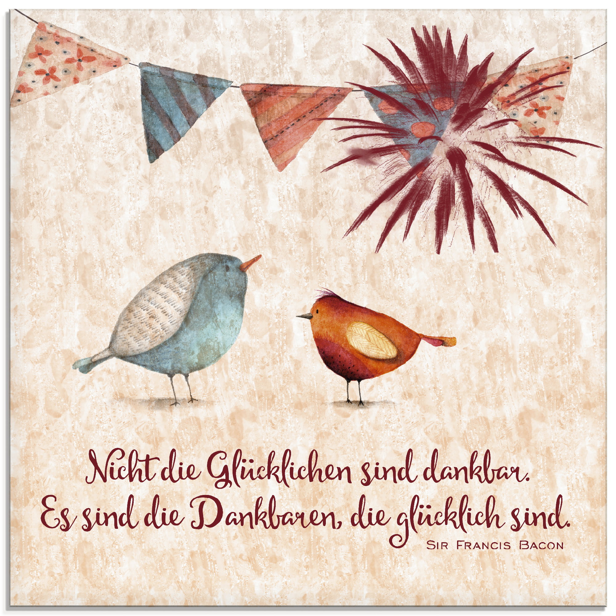 Artland Glasbild "Lebensweisheit Glücklich" Tiere 1 Stk. tlg. in verschiedenen Größen