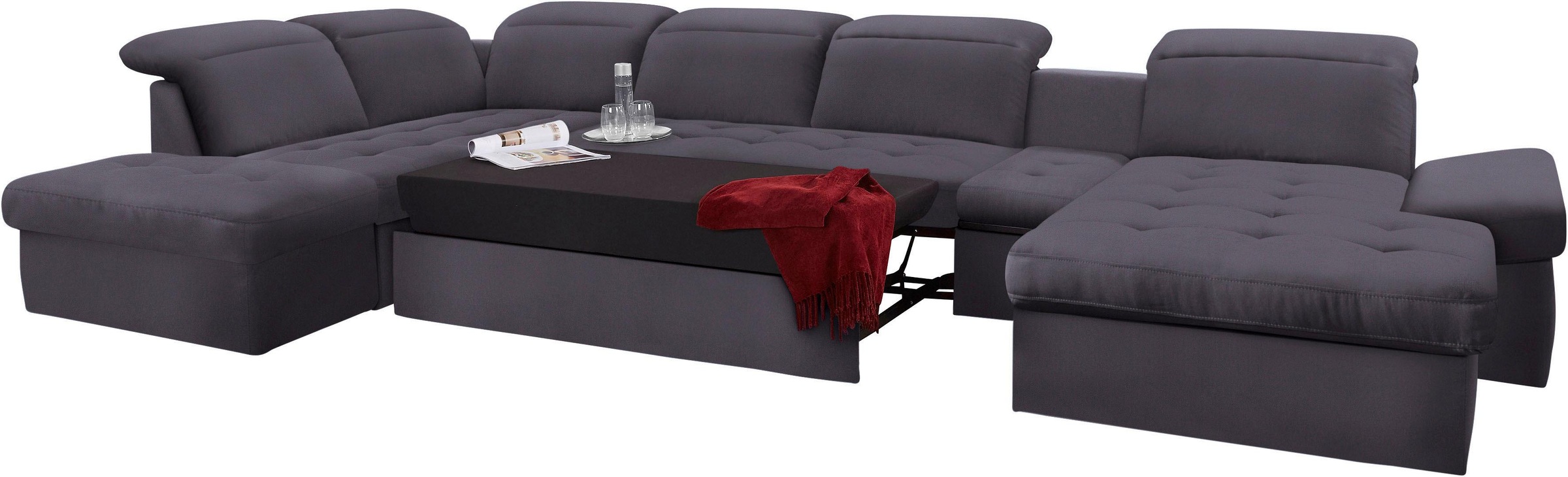 sit&more Wohnlandschaft »Stardust U-Form«, inklusive Kopfteilverstellung, Armlehnenfunktion und Tischelement