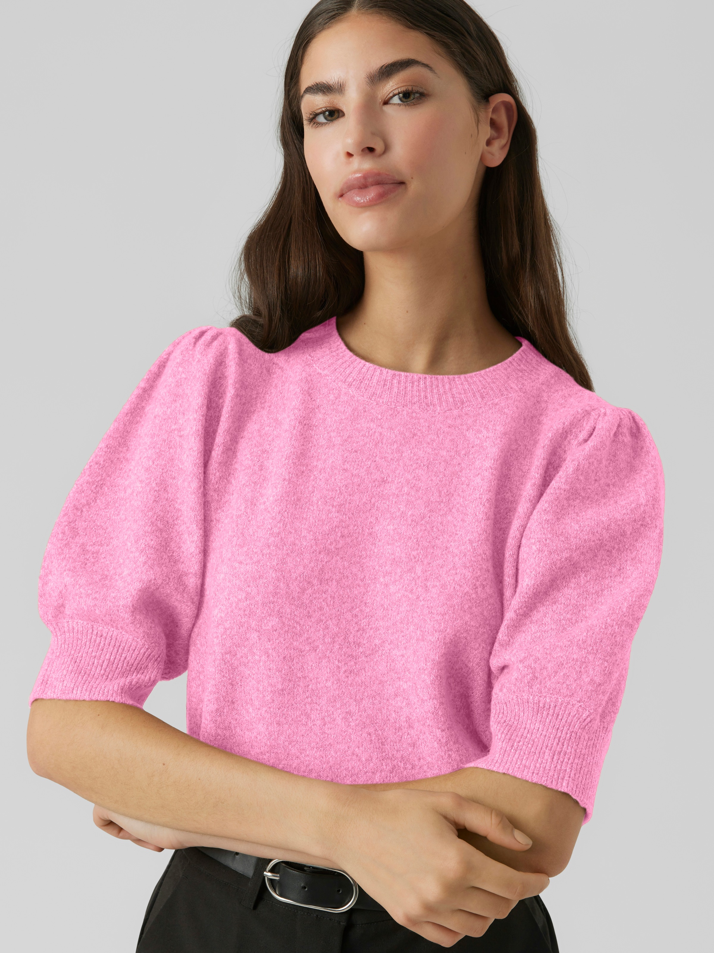 Vero Moda Kurzarmpullover »VMDOFFY 2/4 O-NECK PULLOVER GA NOOS«, mit leichten Puffärmeln