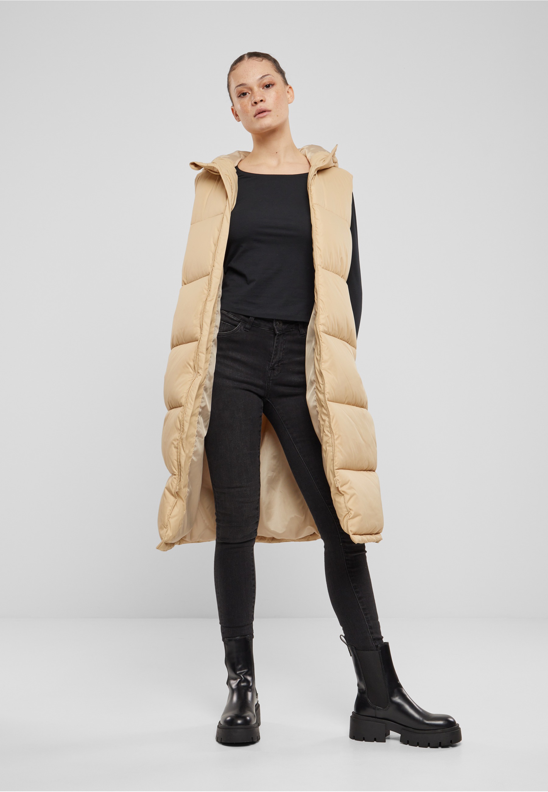 URBAN CLASSICS Steppweste »Urban Classics Ladies Long Hooded Puffer Vest«