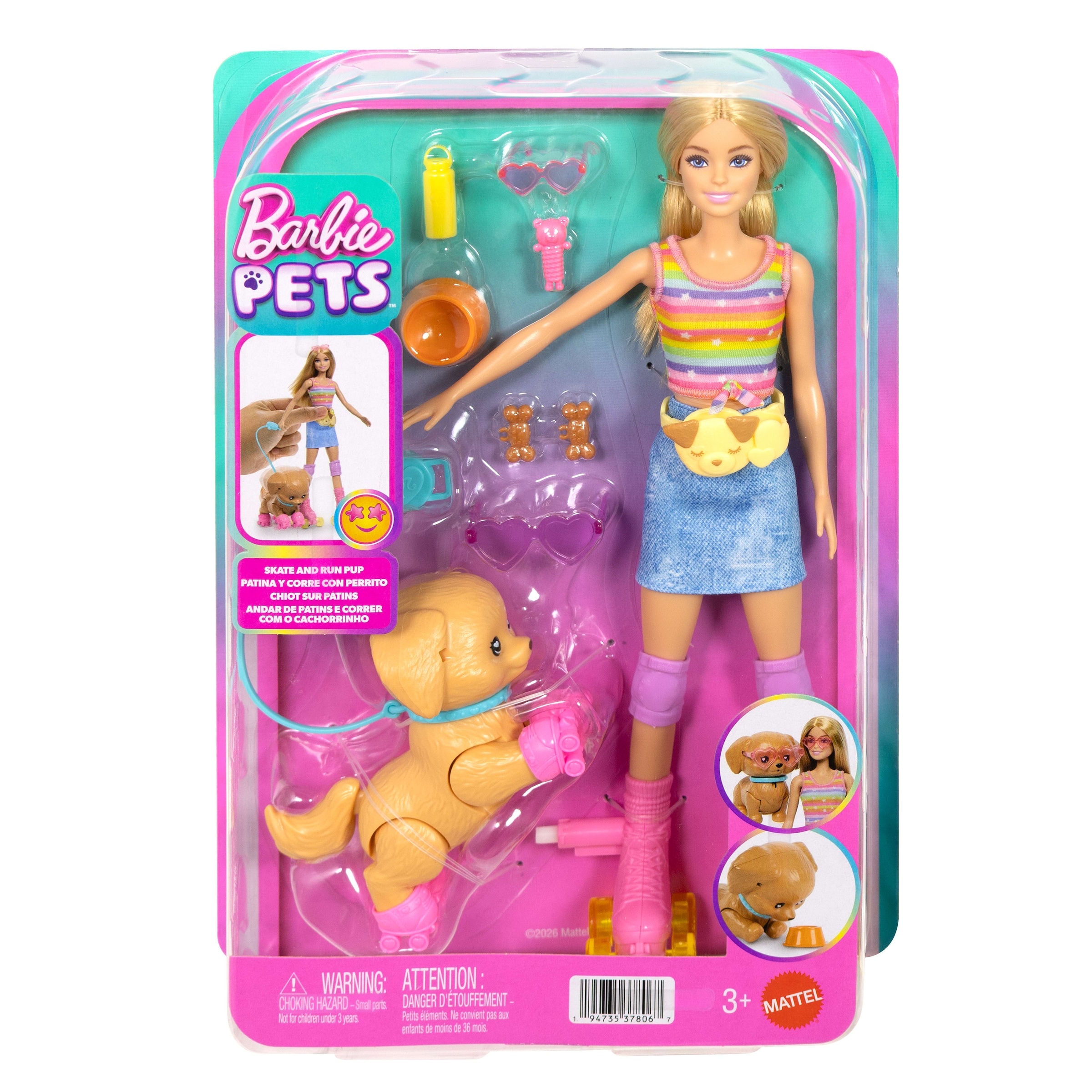 Barbie Anziehpuppe »Barbie Pets, Skate 'N Run«