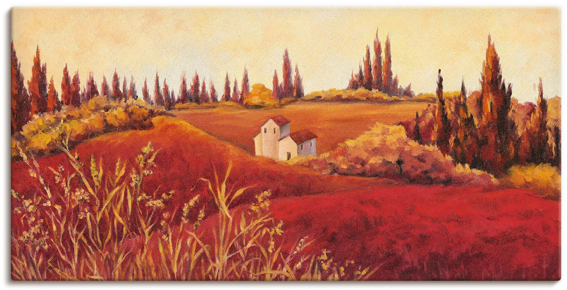 Artland Wandbild | bestellen Felder, (1 Alubild, als in St.), BAUR »Rote Poster Felder«, oder Wandaufkleber Leinwandbild, Größen versch