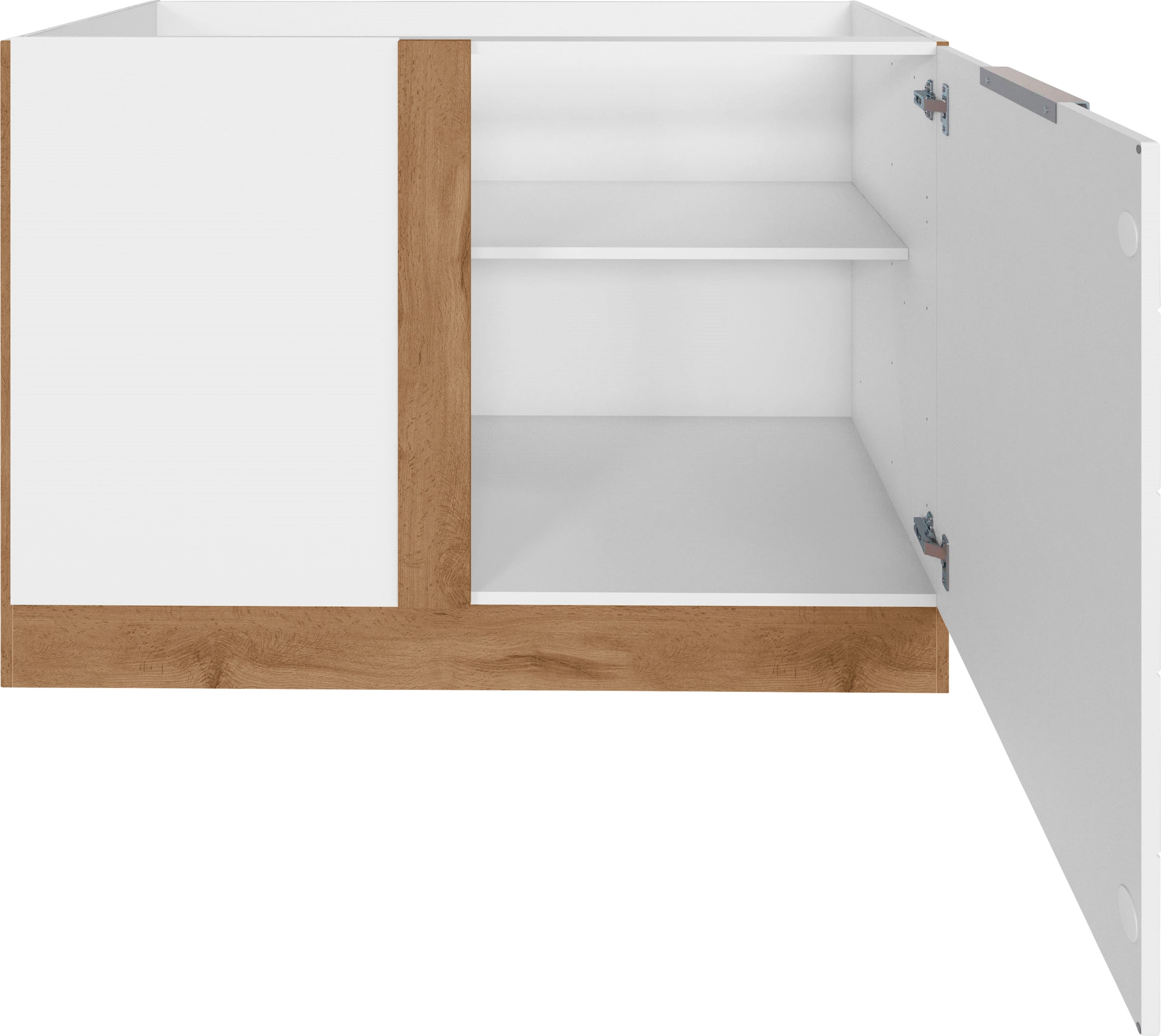 KOCHSTATION Eckunterschrank »KS-Luhe«, 120 cm breit, hochwertige MDF-Fronten mit waagerechter Lisene