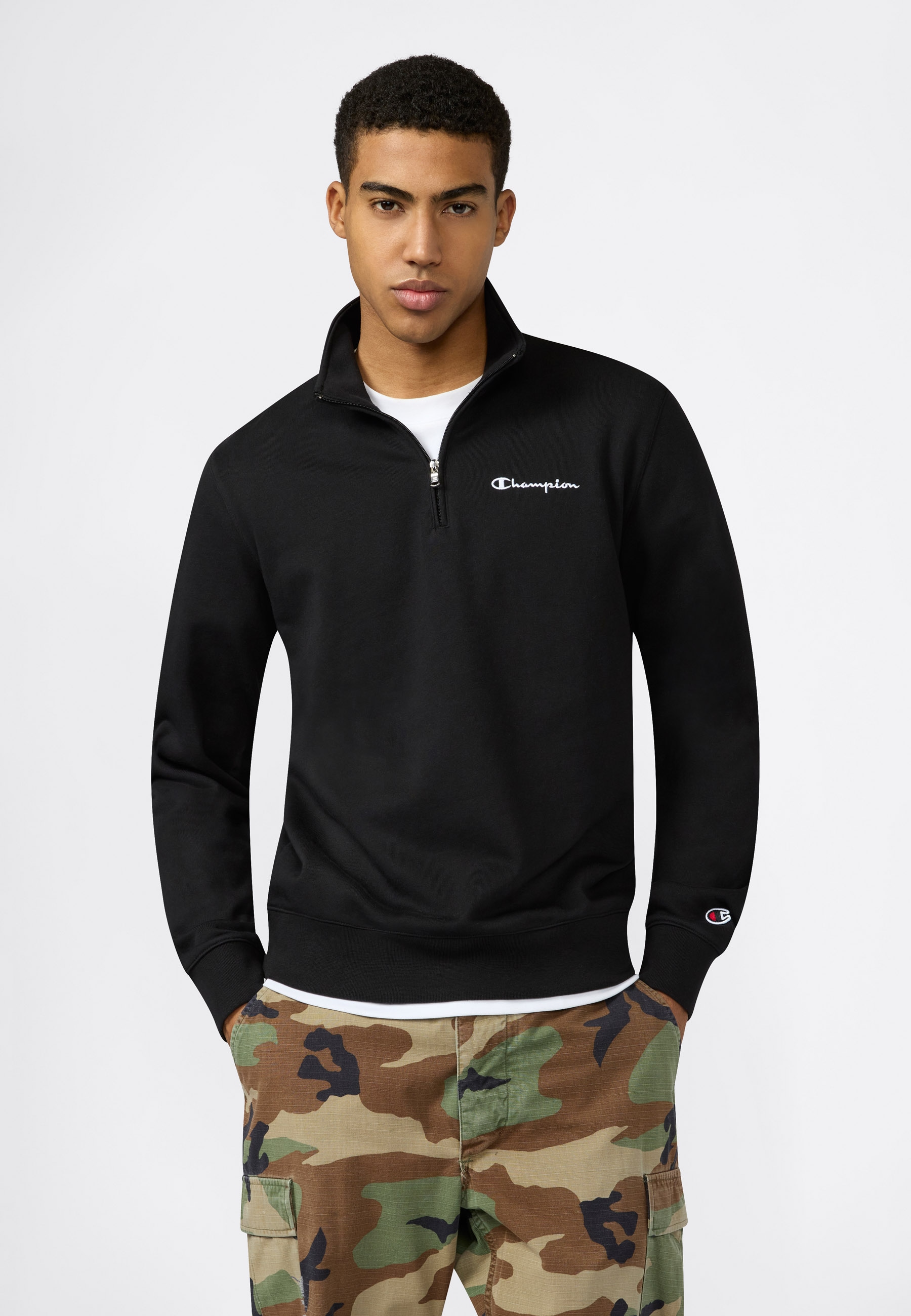 Champion Sweatshirt "ICONS CONTRAST Terry Half Zip Sweatshirt", mit Halb-Zip-Verschluss, aus Baumwolle und Polyester