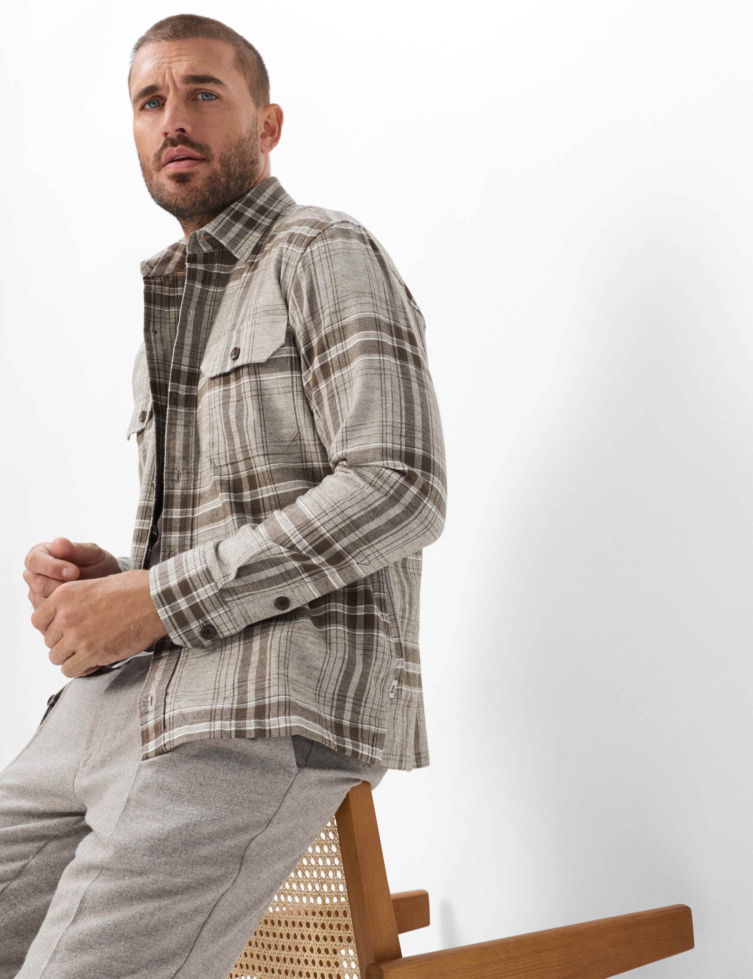 Brax Langarmhemd »Style KAY« Flanell: Overshirt aus reiner Baumwolle