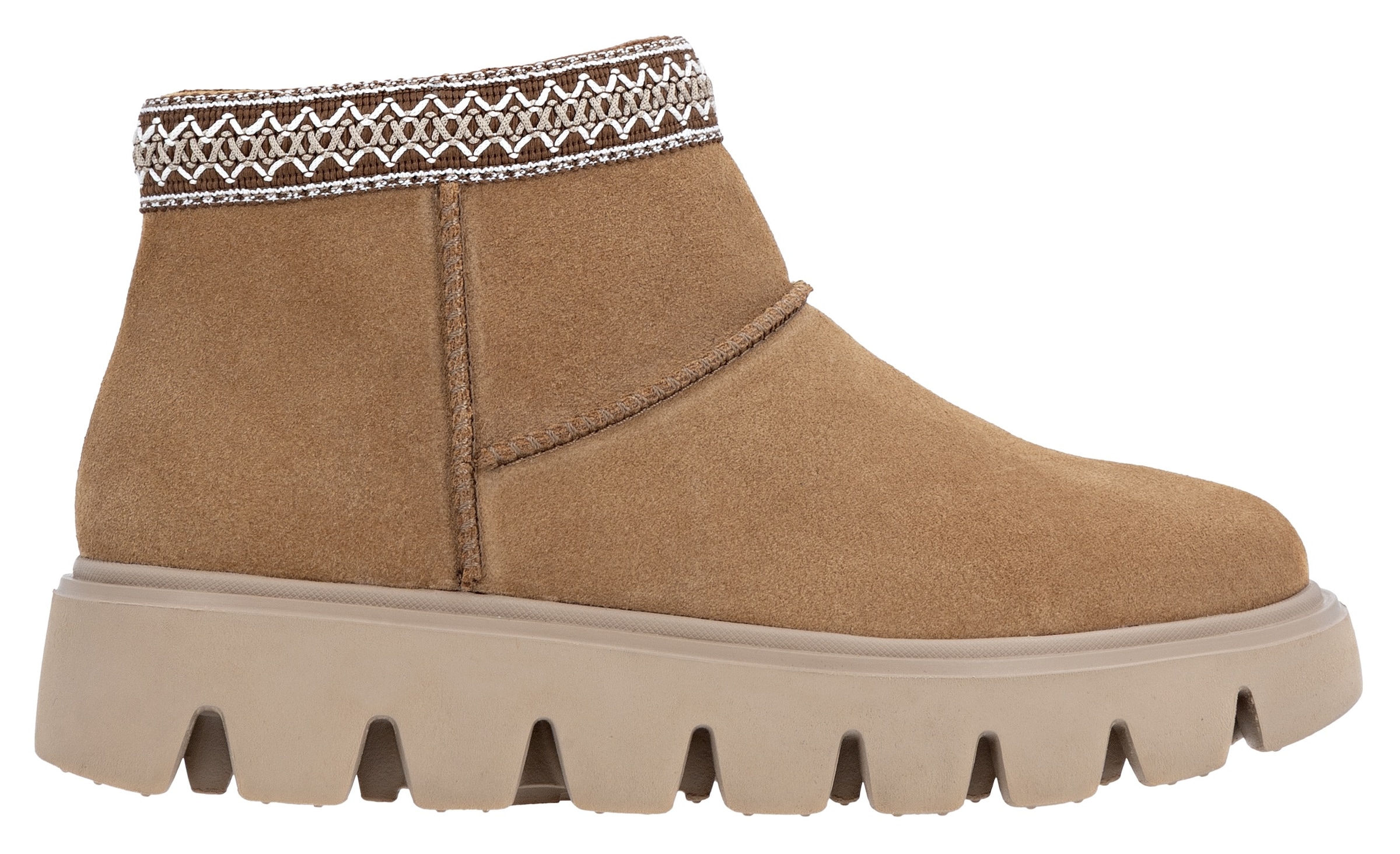 RIEKER Sport Winterboots  Plateauboots, Stiefelette mit Textileinfass im Ethno-Look