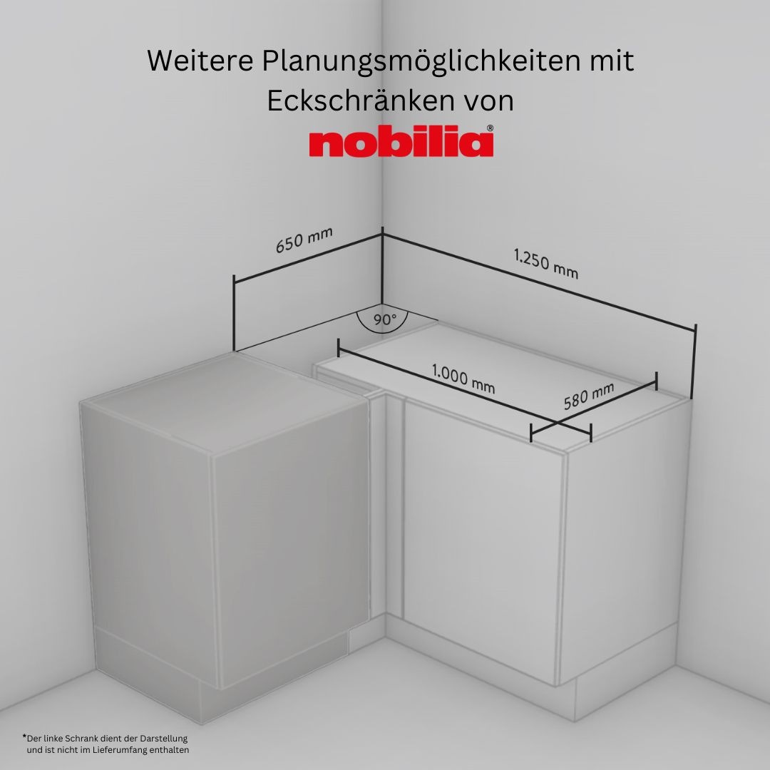 Thumbnail - nobilia Eckunterschrank ""Flash", vormontiert" mit höhenverstellbaren Sockelfüßen, Breite 100 cm