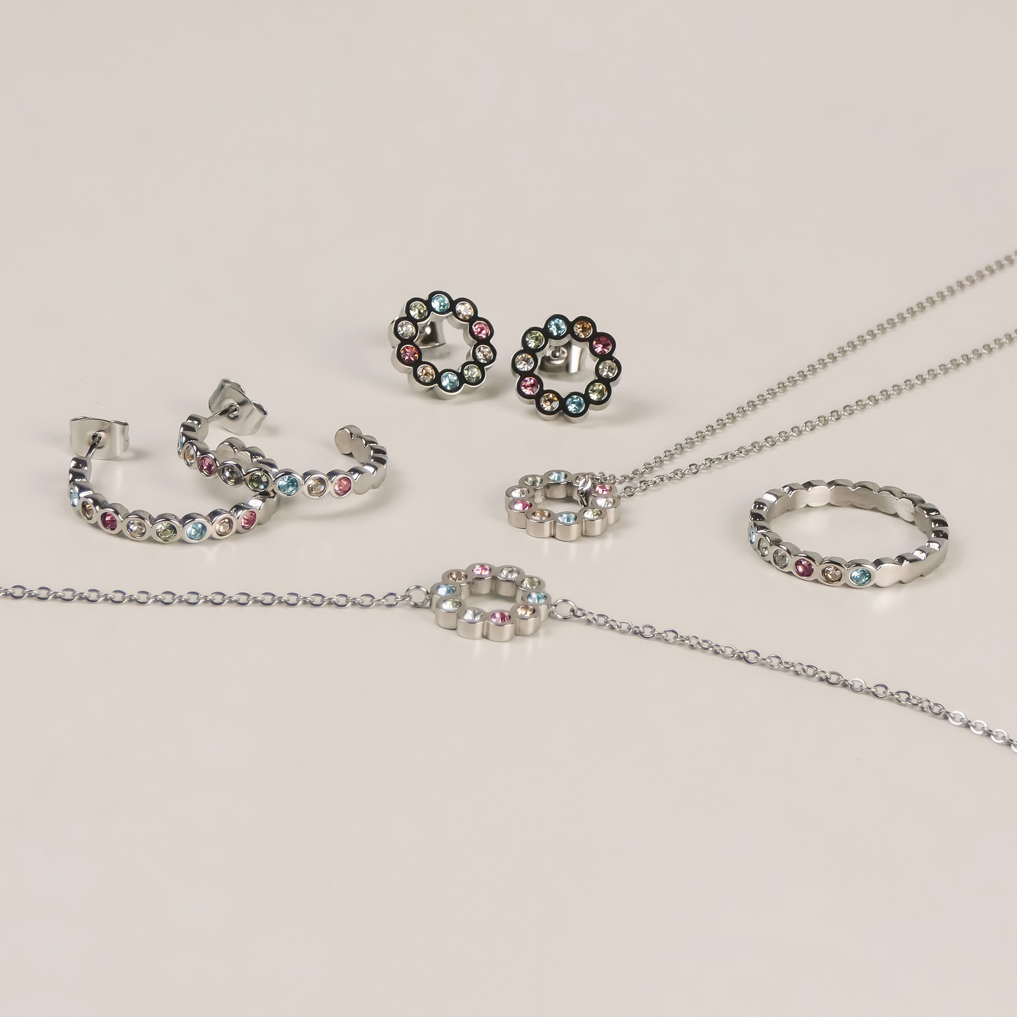 Tamaris Paar Ohrstecker »Schmuck Geschenk Edelstahl Ohrstecker Colorful Circle« mit Zirkonia (synth.)