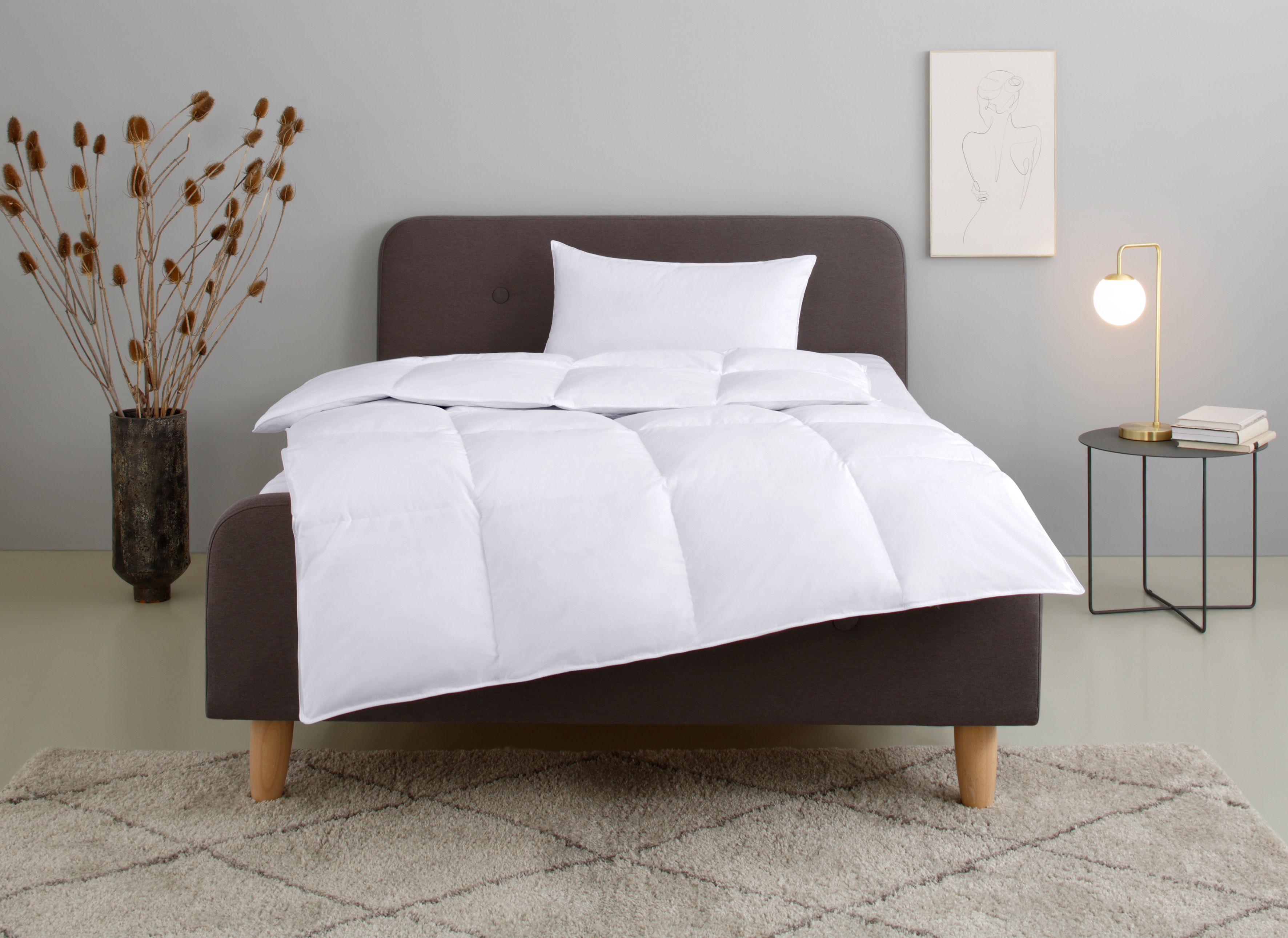 OTTO home Federbettdecke + Kopfkissen "Irah Bettdecke 135x200 cm, 155x220 cm" Set mit Kissen 80x80 cm, Sommer, Winter, Made in Germany