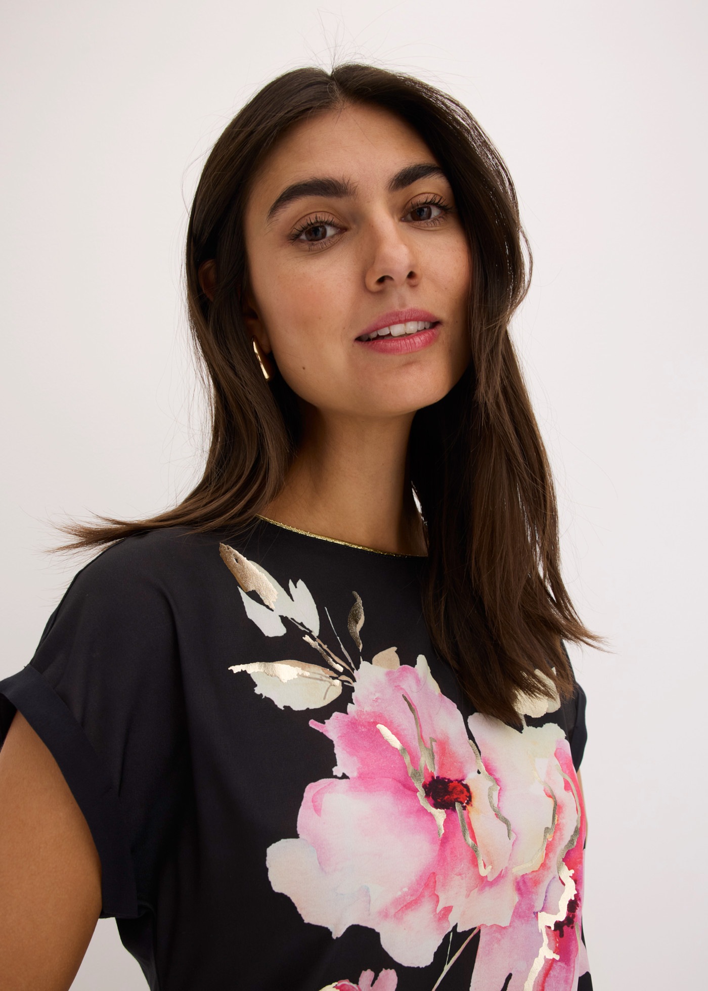 bonprix T-Shirt lockere Passform, mit Satin-Einsatz, ärmellos