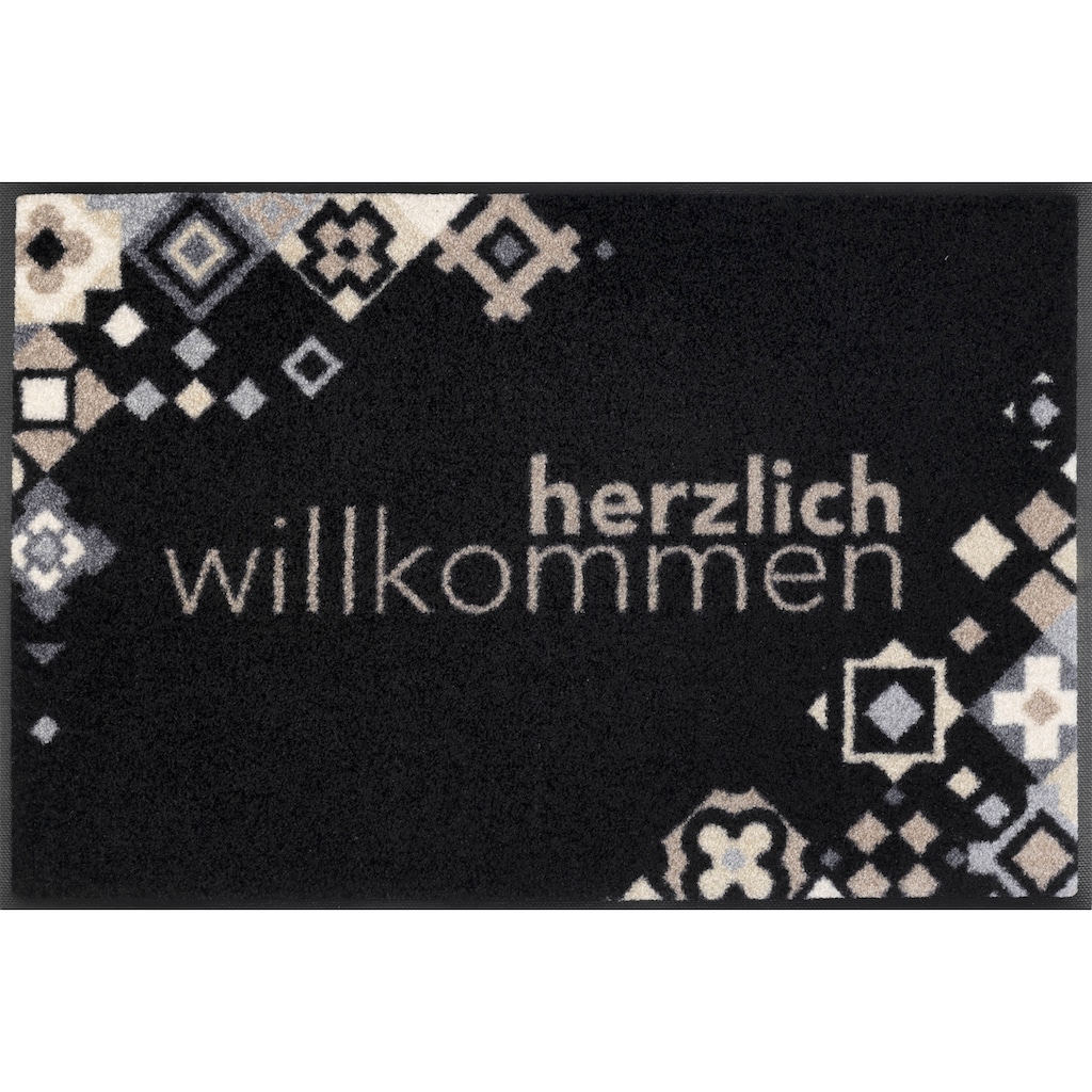 wash+dry by Kleen-Tex Fußmatte »Willkommen Mosaik«, rechteckig, Schmutzfangmatte, mit Spruch, In- und Outdoor geeignet, waschbar