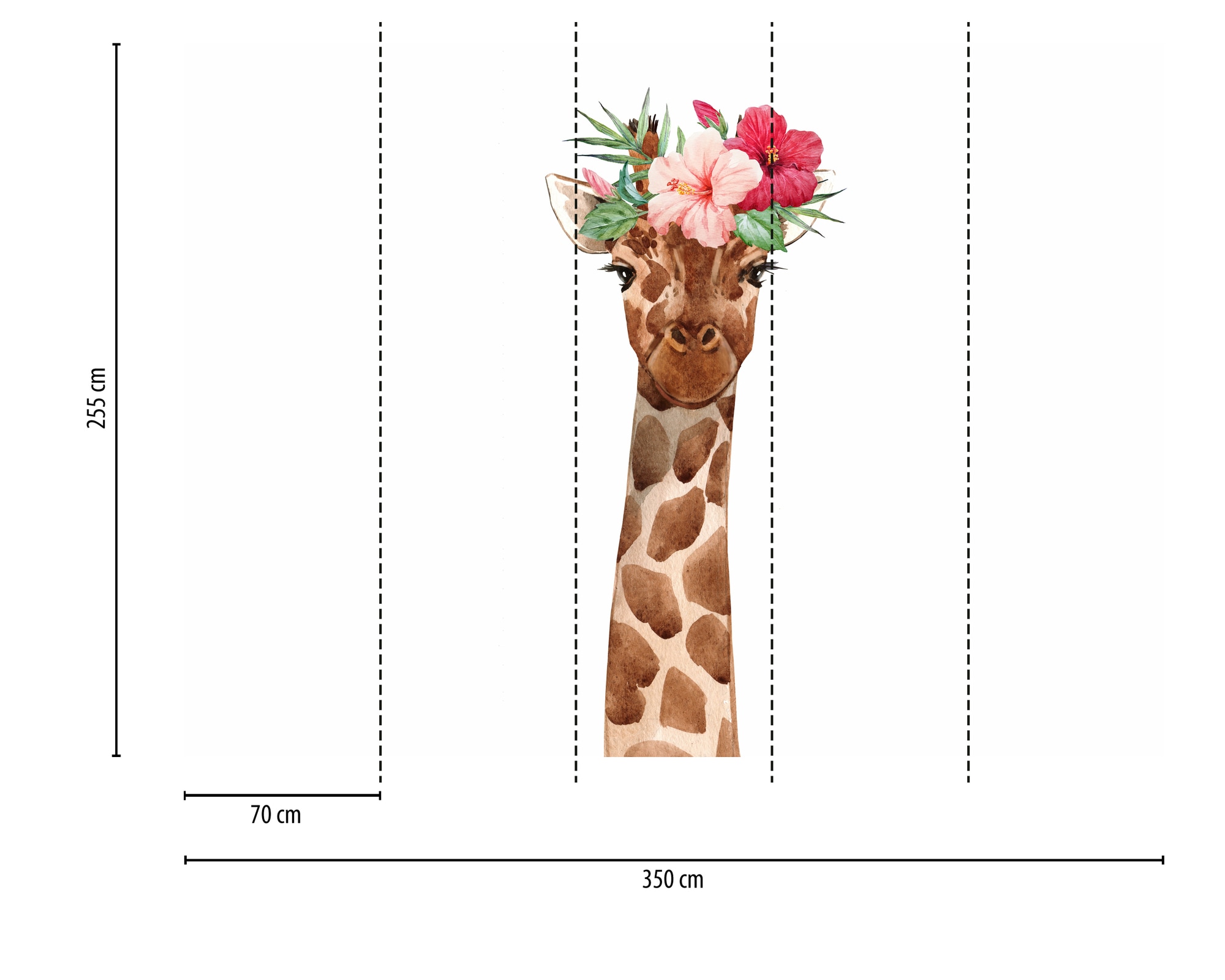 A.S. Création Vliestapete »Giraffen-Tapete mit Blumenkranz Aquarell Tiermotiv« matt strukturiert