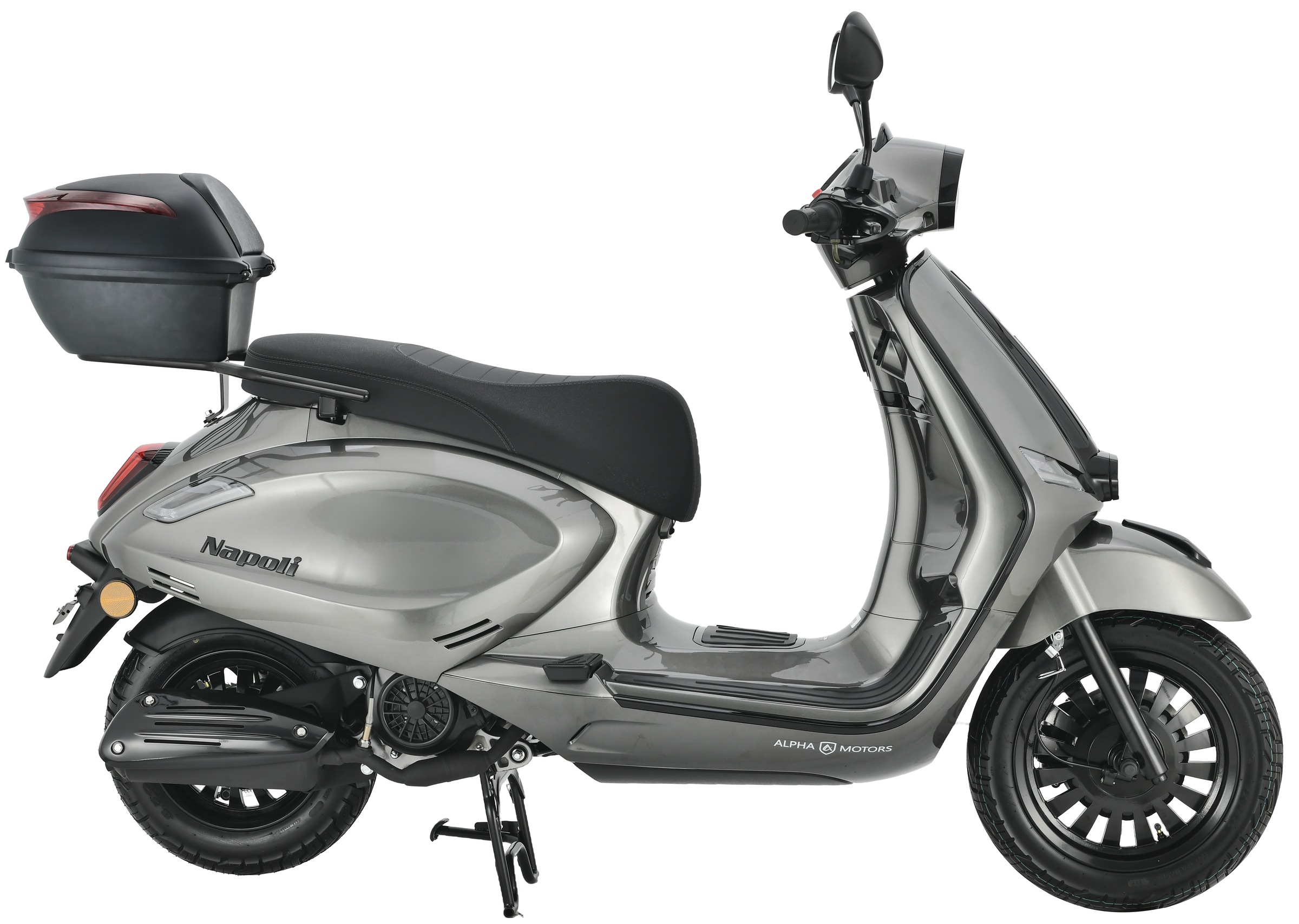 Alpha Motors Motorroller Napoli 125 ccm 85 km/h EURO 5+ silber-schwarz inkl. Topcase