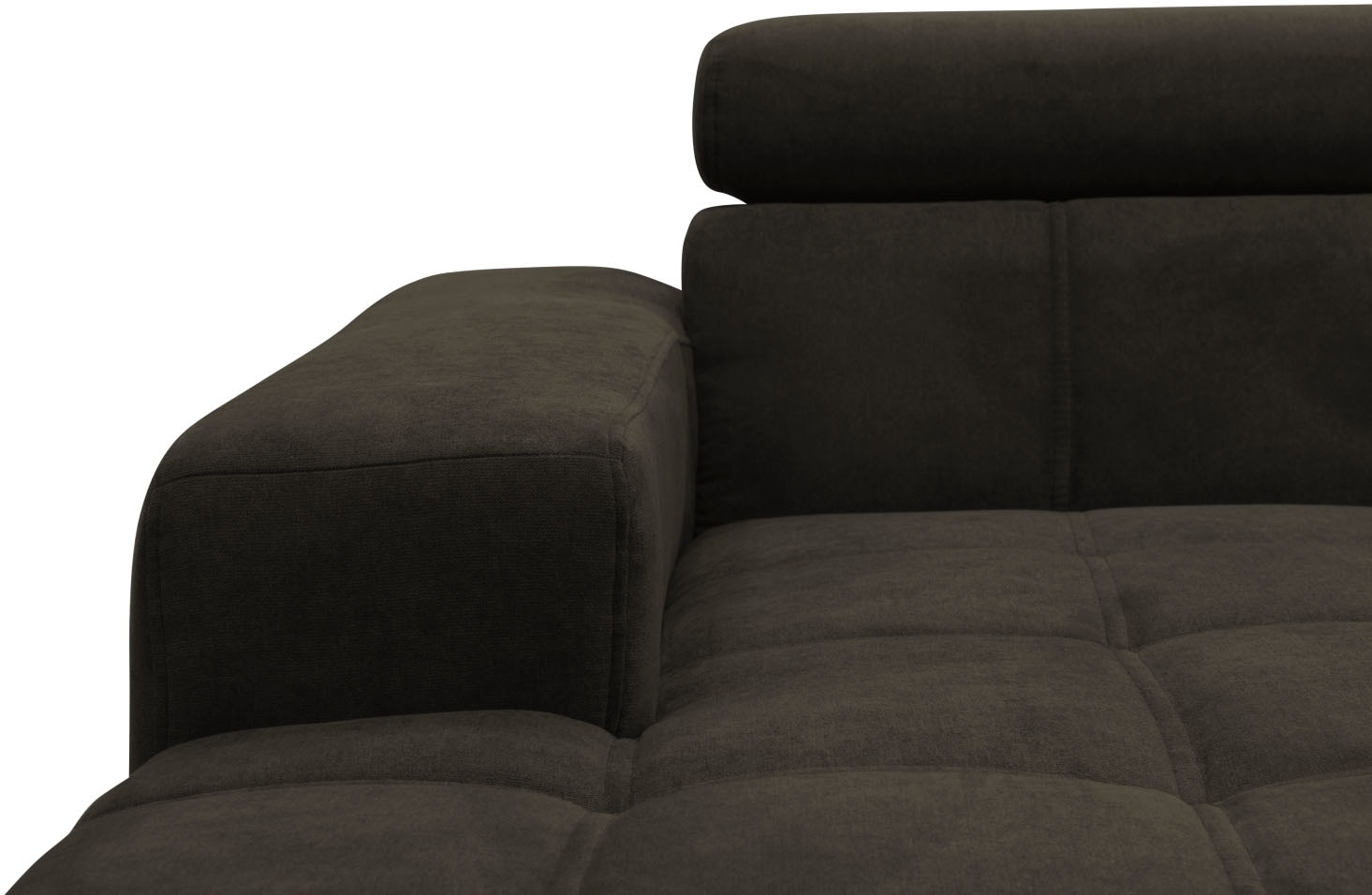 DOMO collection Ecksofa »Trento L-Form, mit Kufenfuß oder Einzelfuß«, wahlweise mit Kopfteilverstellung, Recamiere links/rechts bestellbar