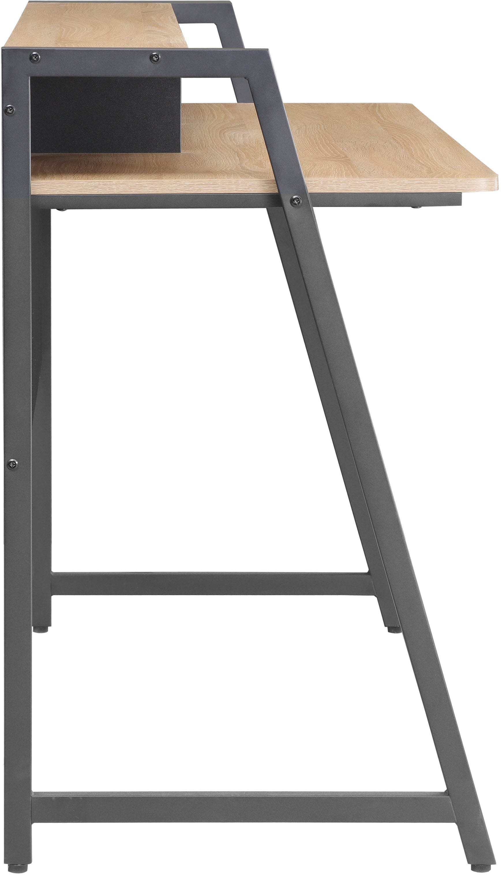 INOSIGN Schreibtisch »Horda, Computertisch mit Monitoraufsatz & Kabeldurchlass,«, asymetrisches Metallgestell, abgerundete ABS-Kanten, Breite 124 cm