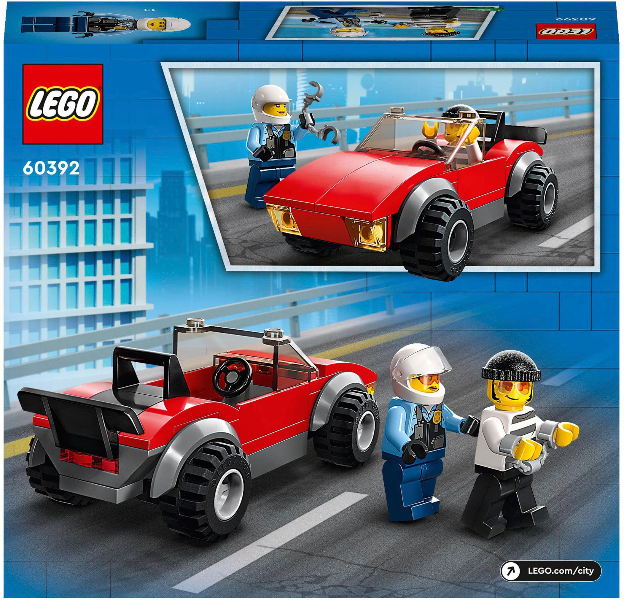 LEGO® Konstruktionsspielsteine »Verfolgungsjagd mit dem Polizeimotorrad (60392), LEGO® City«, (59 St.), Made in Europe