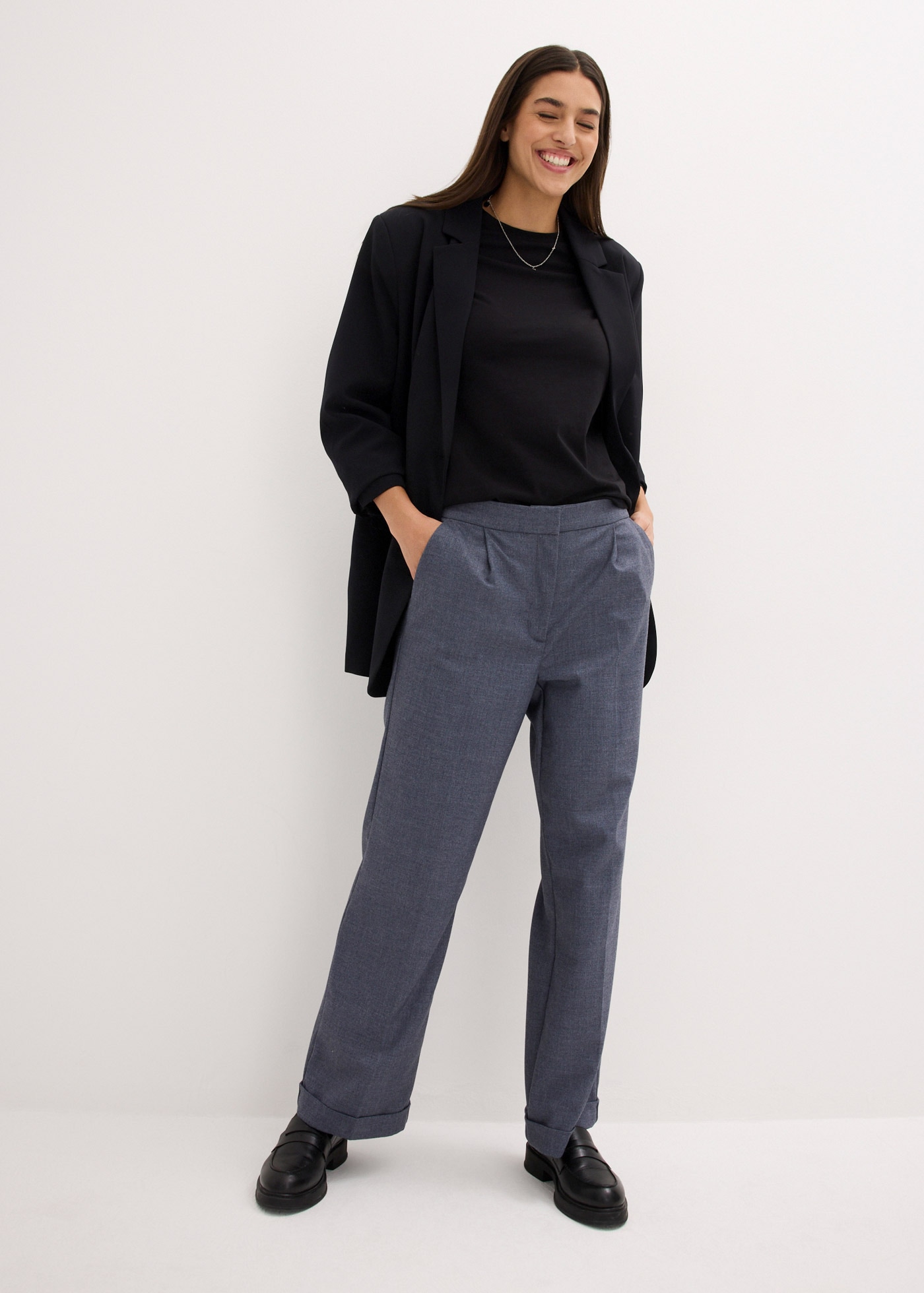 bonprix Langarmshirt »Langarmshirt mit reiner Baumwolle (2er Pack)« Packung, 2, 2 Stk. im 2er Pack  mit Rundhalsausschnitt