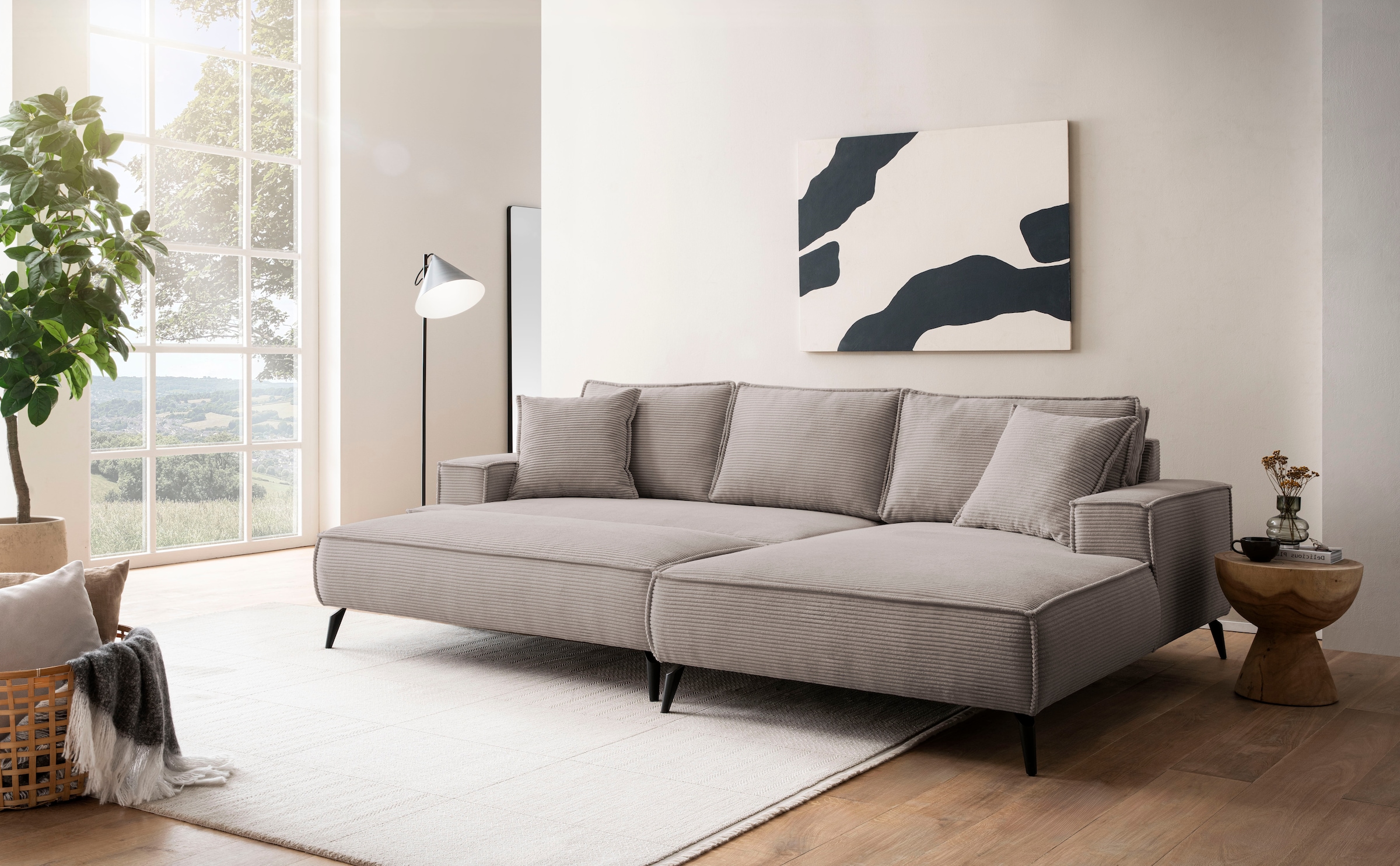 andas Sitzgruppe »TVINNU, Polsterecke L-Form, Schlaffunktion, mit Hocker«, (Set, 2 tlg.), stellbar zum Schlafsofa (Krokodilverbinder)
