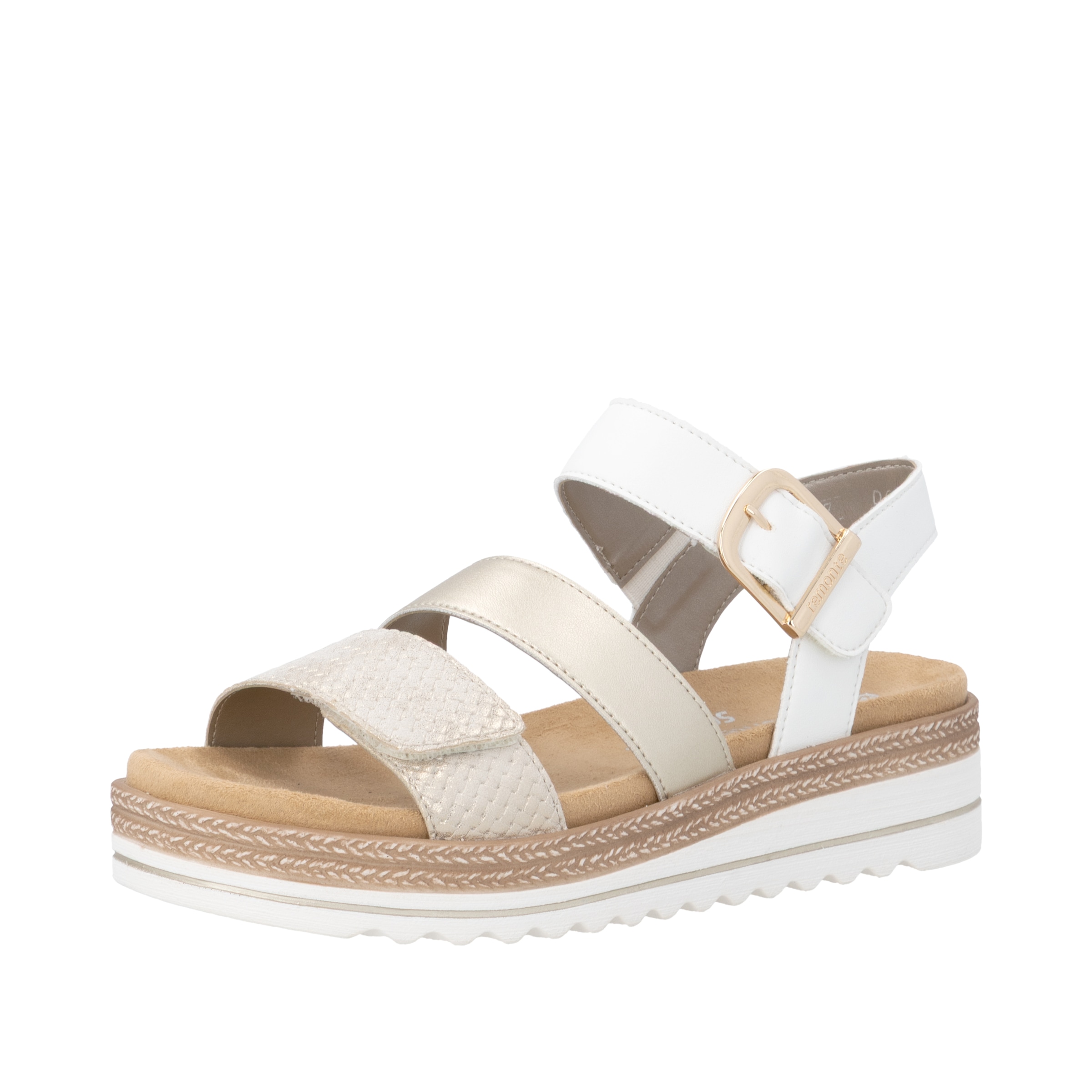 Riemchensandale REMONTE "Remonte Sandalen Lederimitat", Damen, Gr. 38, beige, Lederimitat, Schuhe Riemchensandale