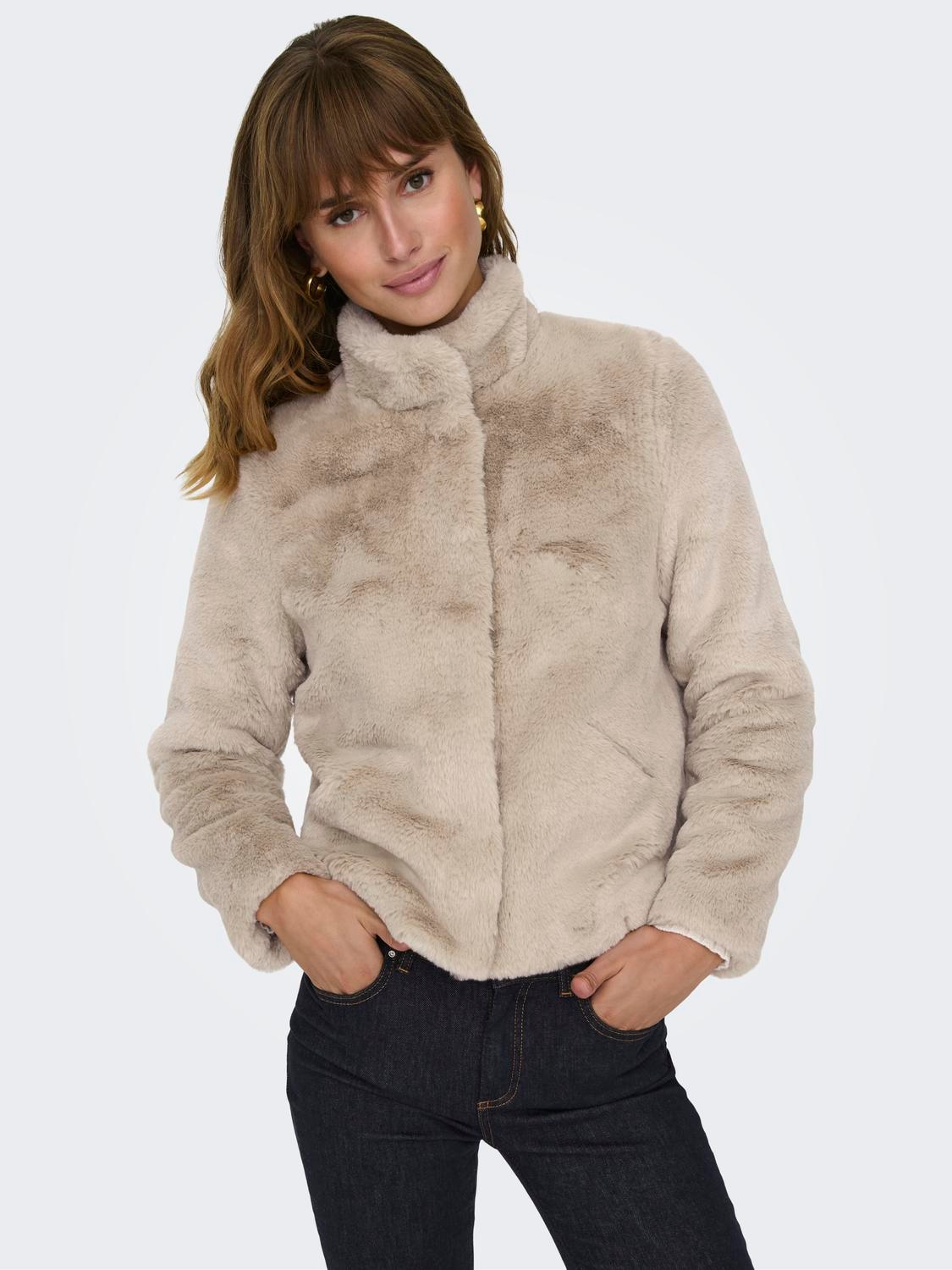 ONLY Fellimitatjacke "ONLNEWVIDA LIFE FAUX FUR JACKET OTW CC" ohne Kapuze Kunstfaser